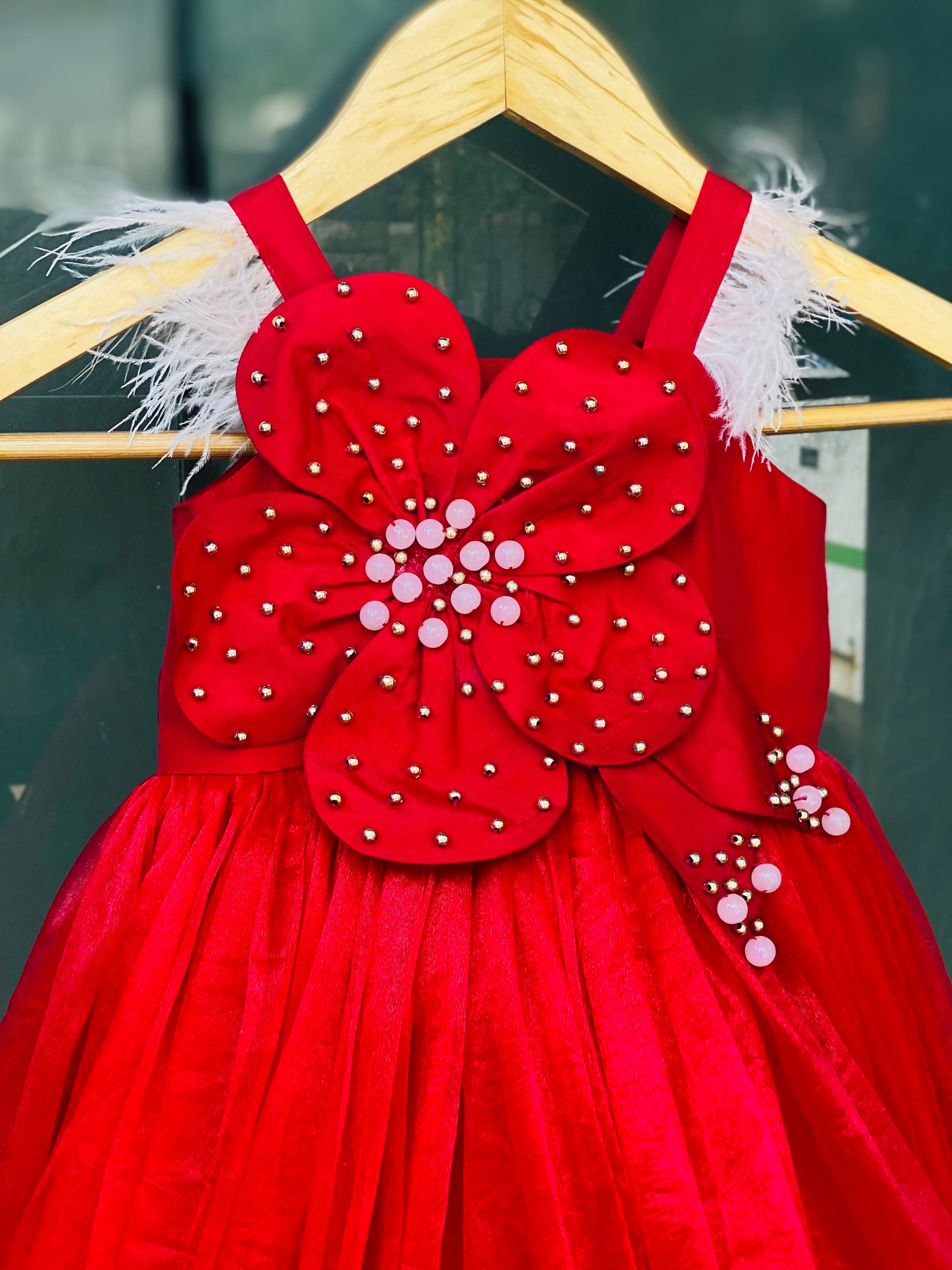 Red Flower Patch Gown