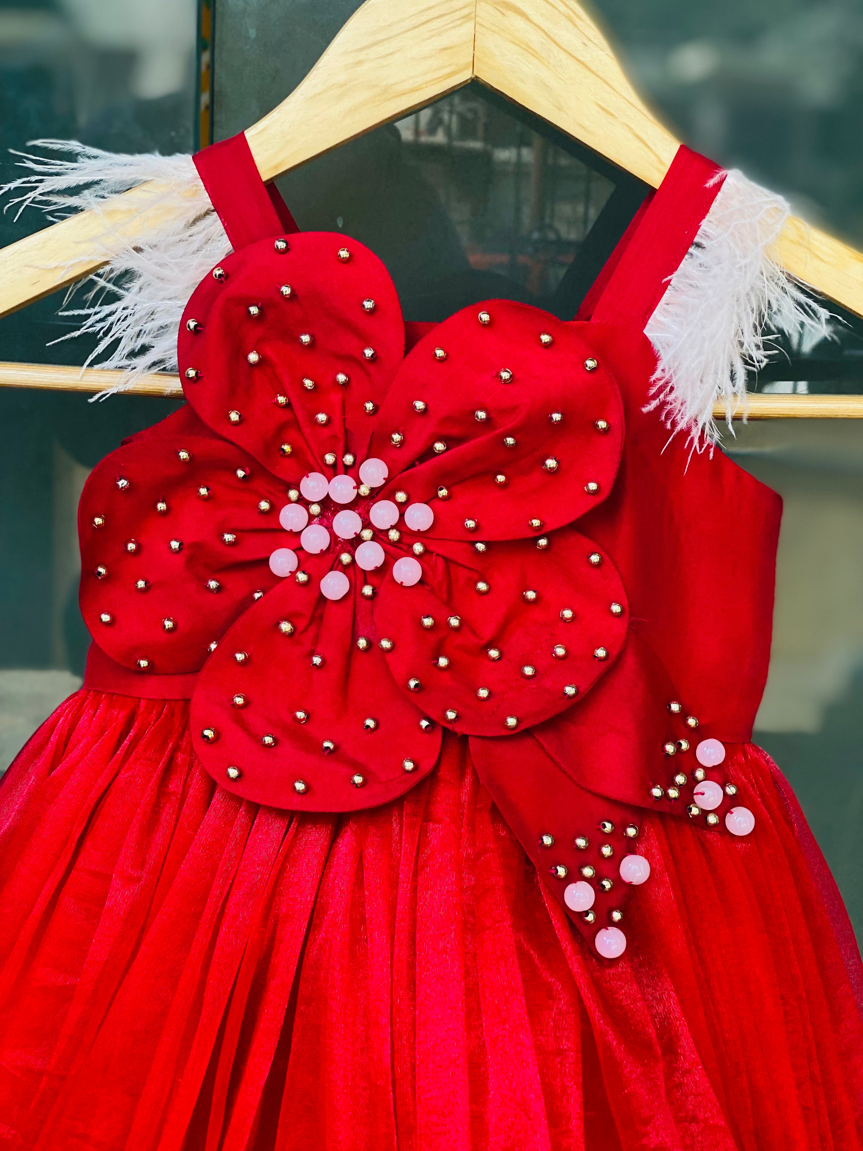 Red Flower Patch Gown