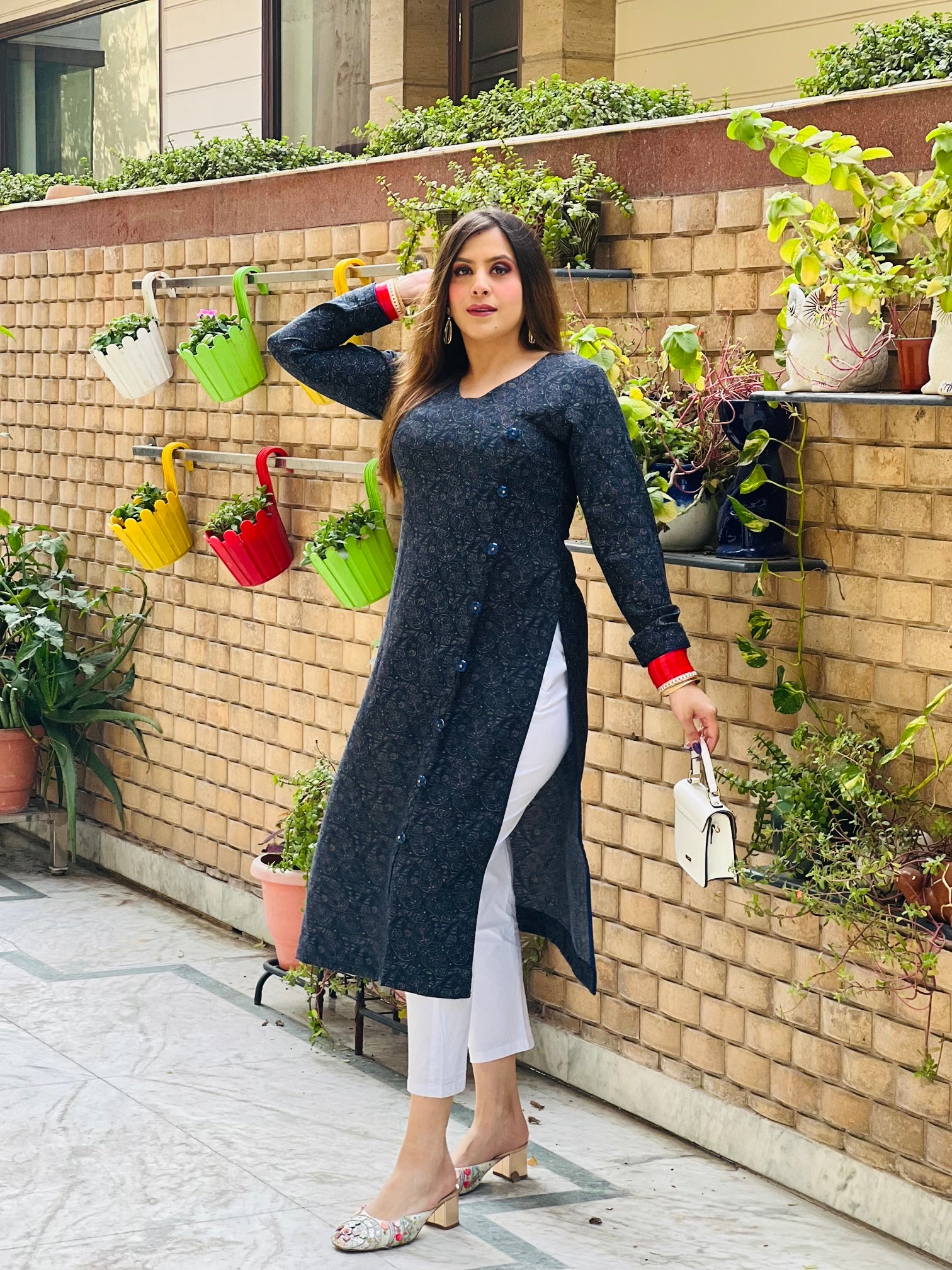 Blue Pashmina Kurti