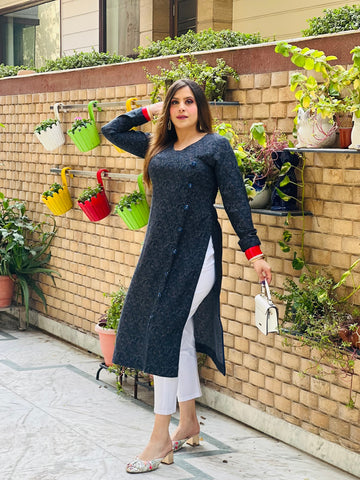 Blue Pashmina Kurti