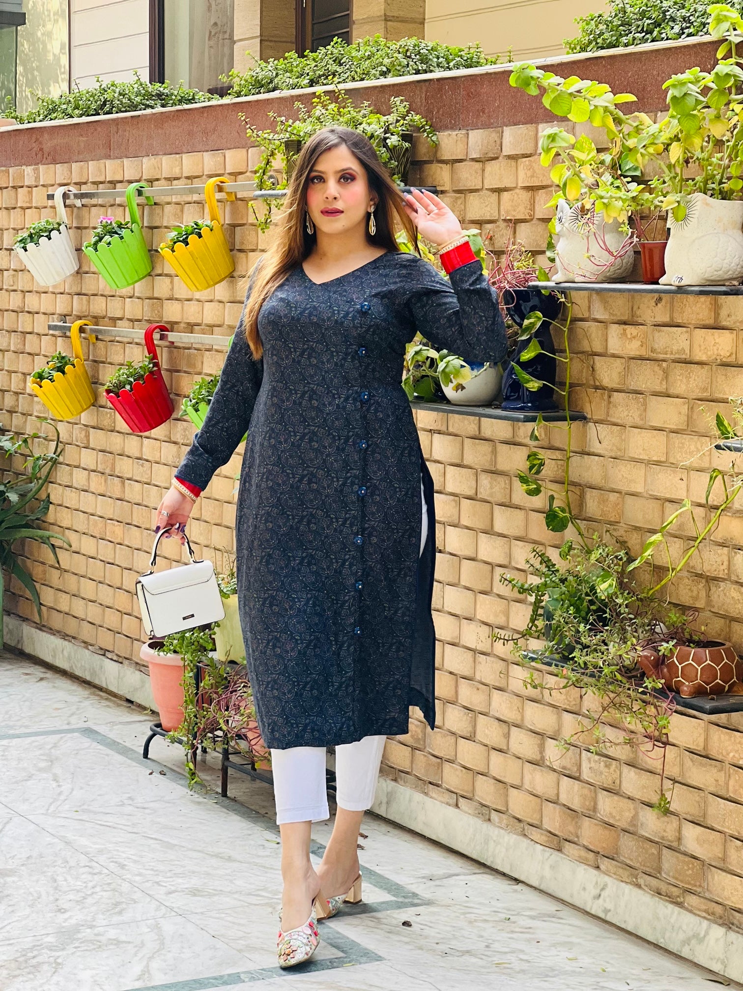 Blue Pashmina Kurti
