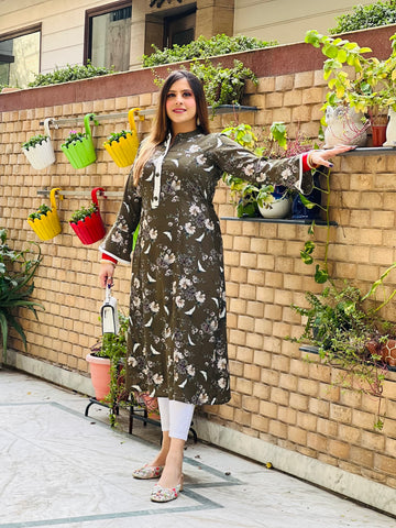 Olive Crepe Kurti