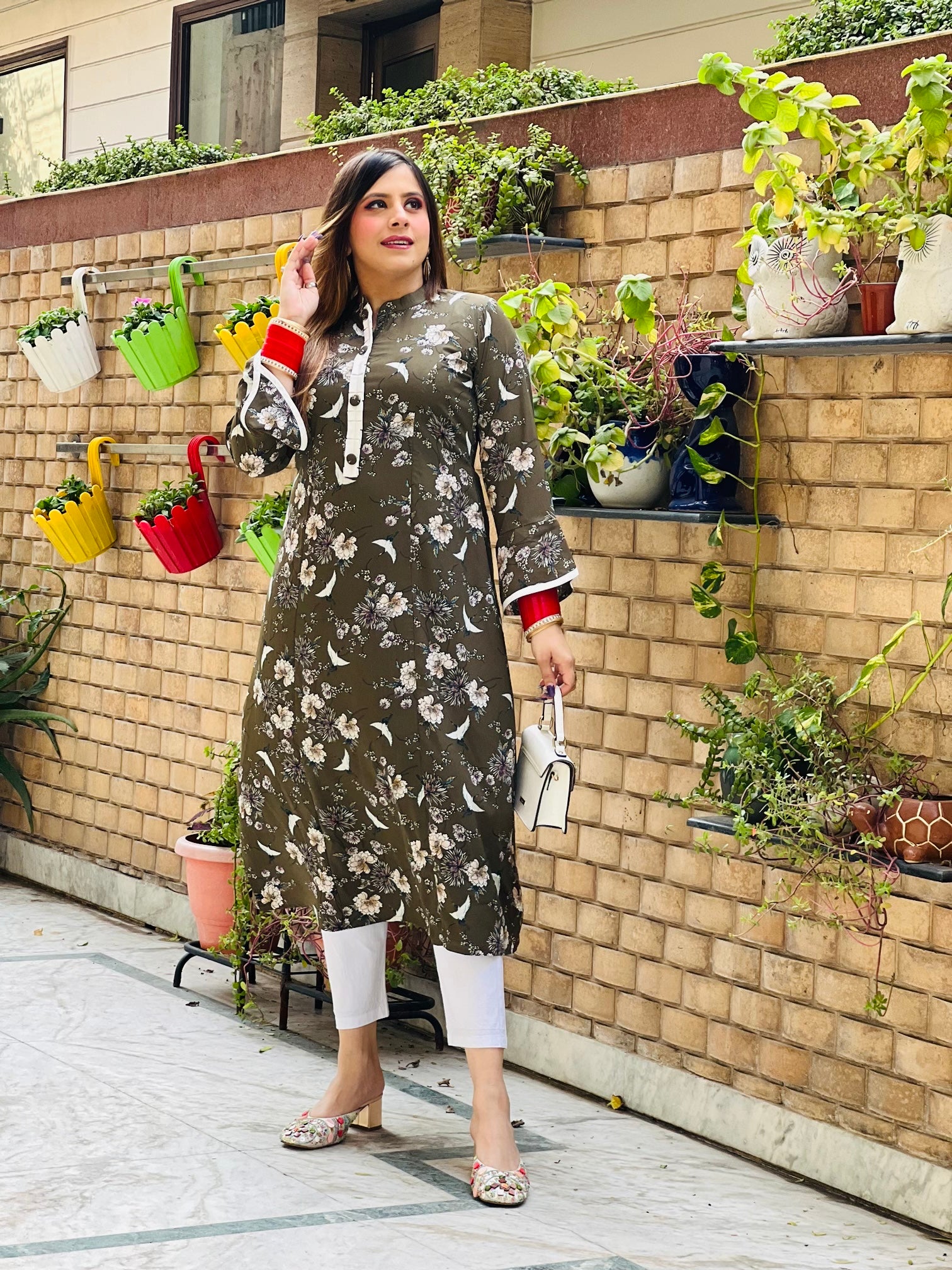 Olive Crepe Kurti
