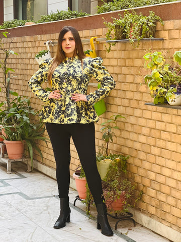Lemon Yellow Peplum Top