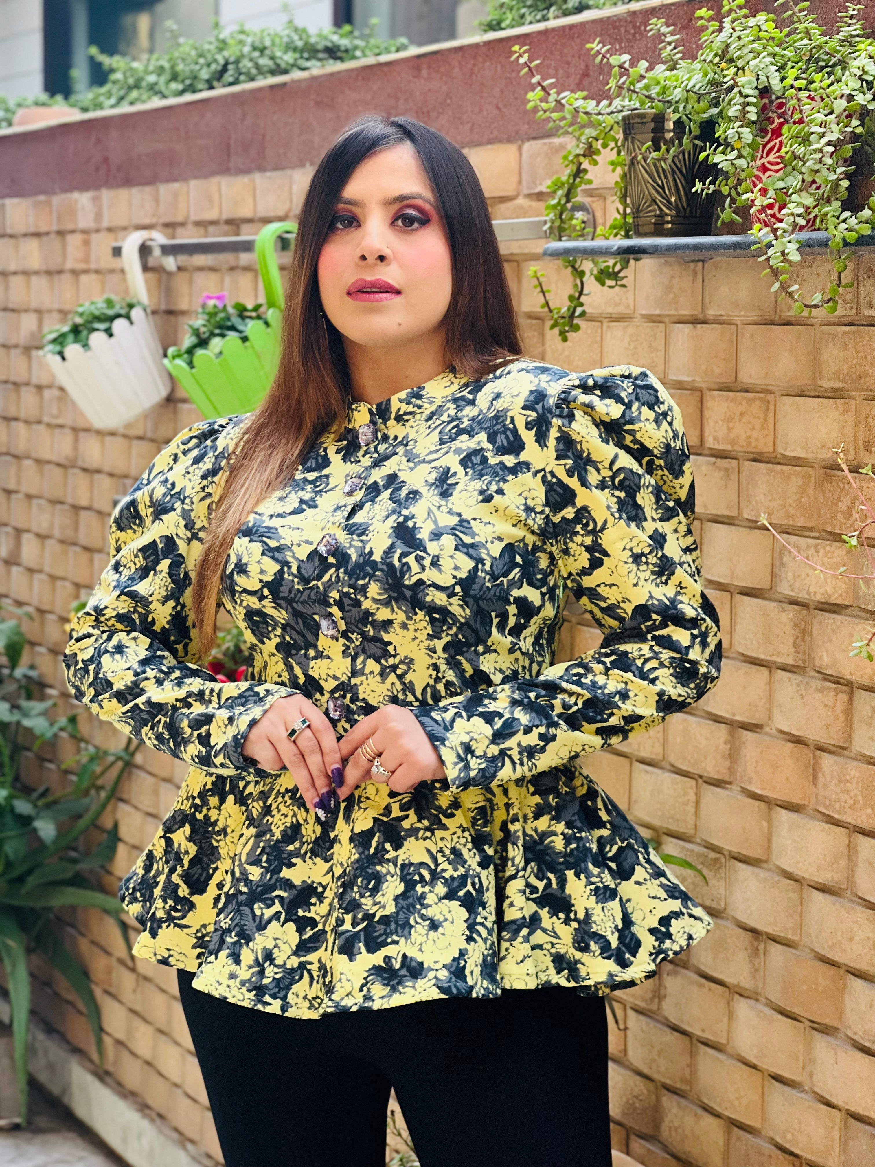 Lemon Yellow Peplum Top