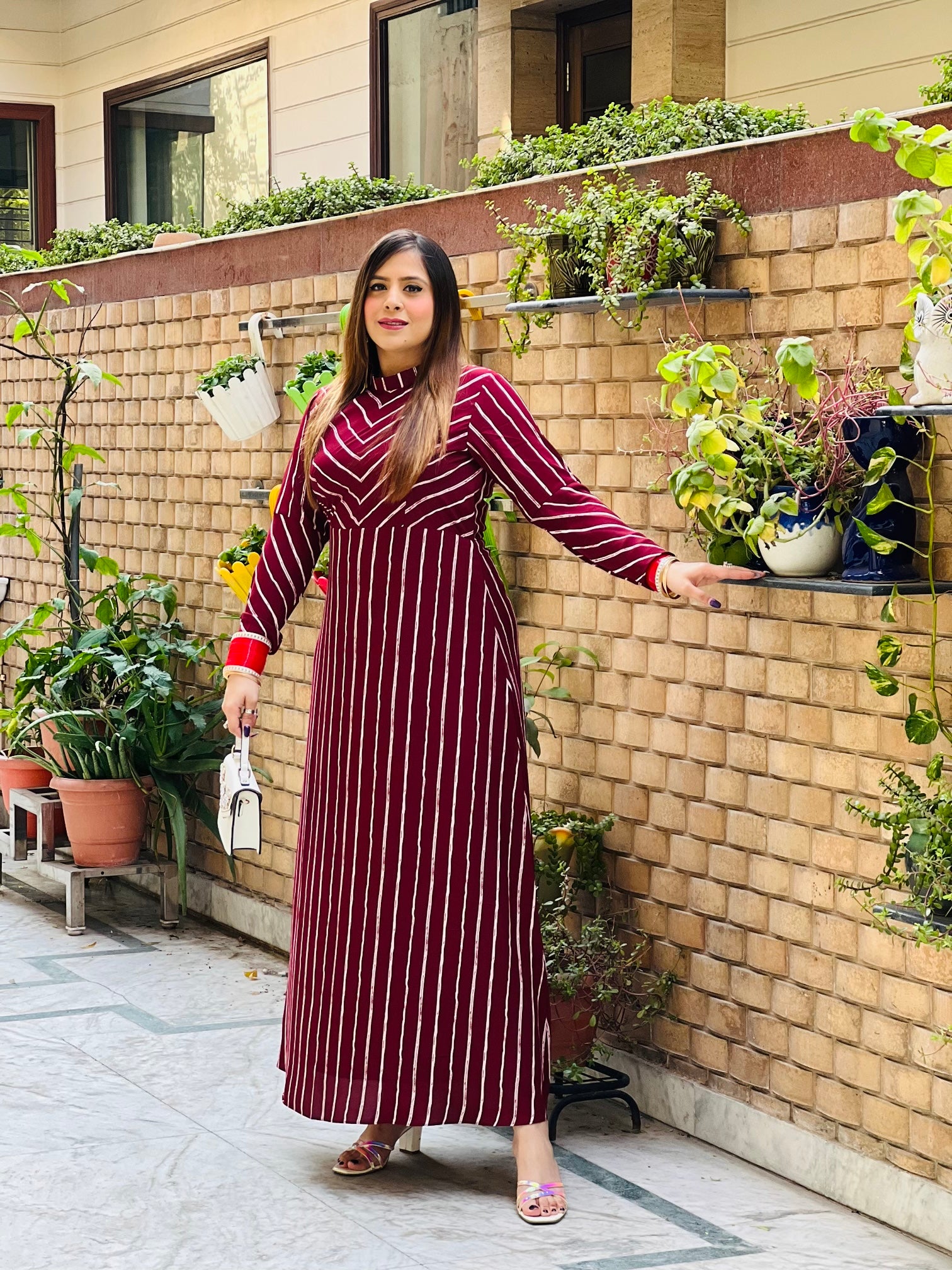 Maroon Stripes Maxi
