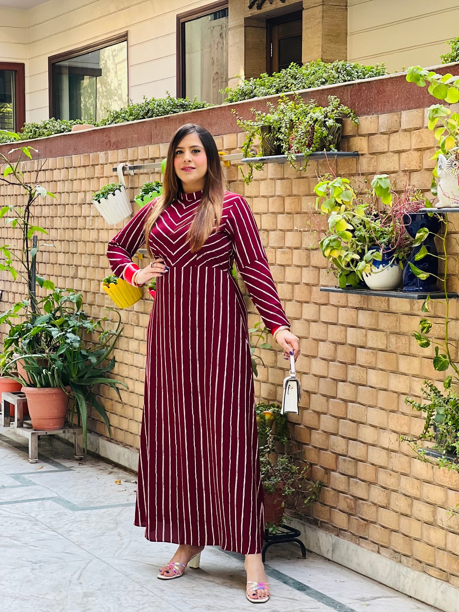Maroon Stripes Maxi