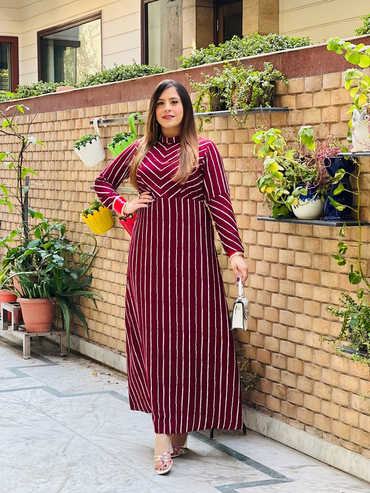 Maroon Stripes Maxi