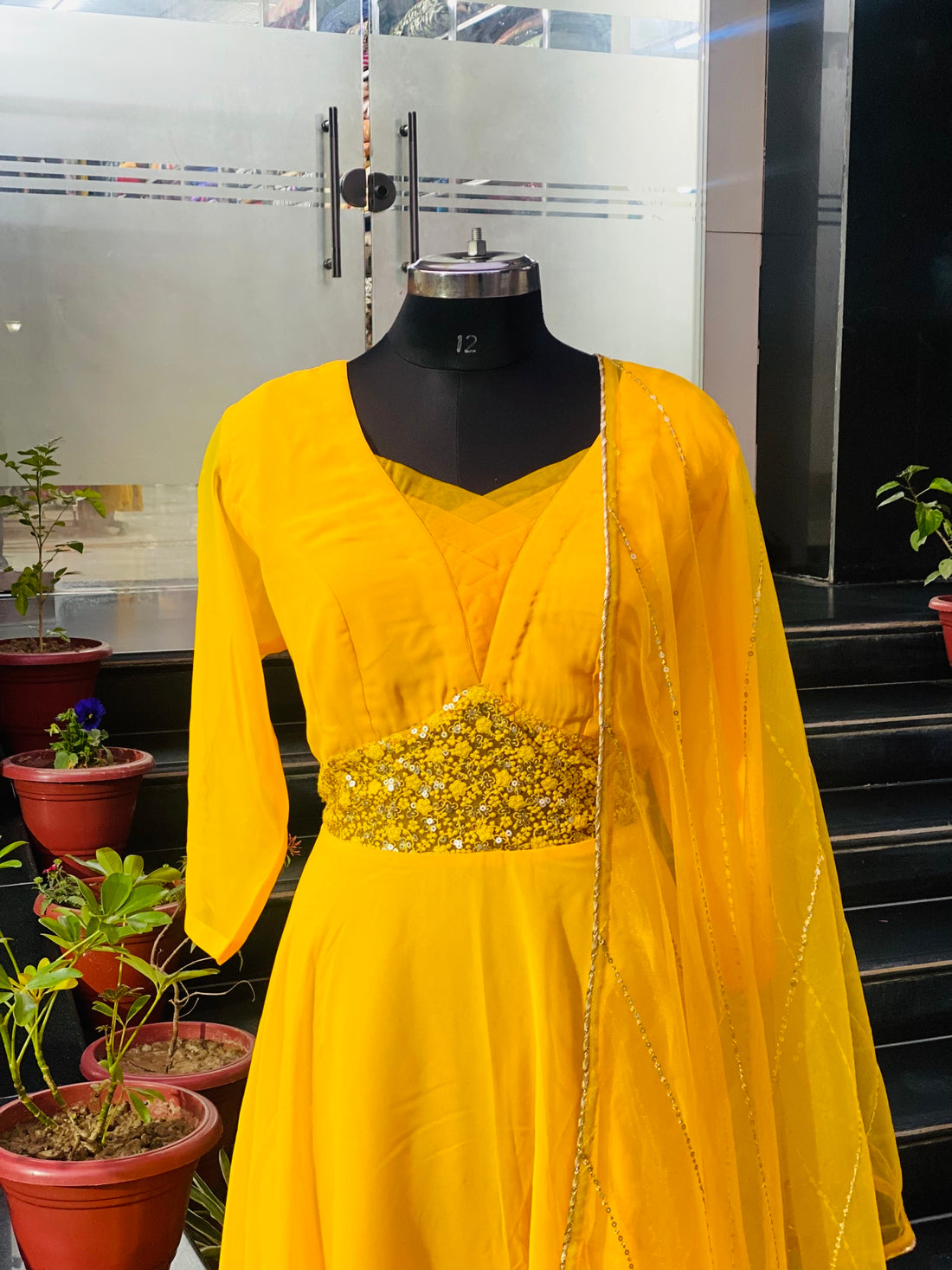 Yellow Embroidered Anarkali