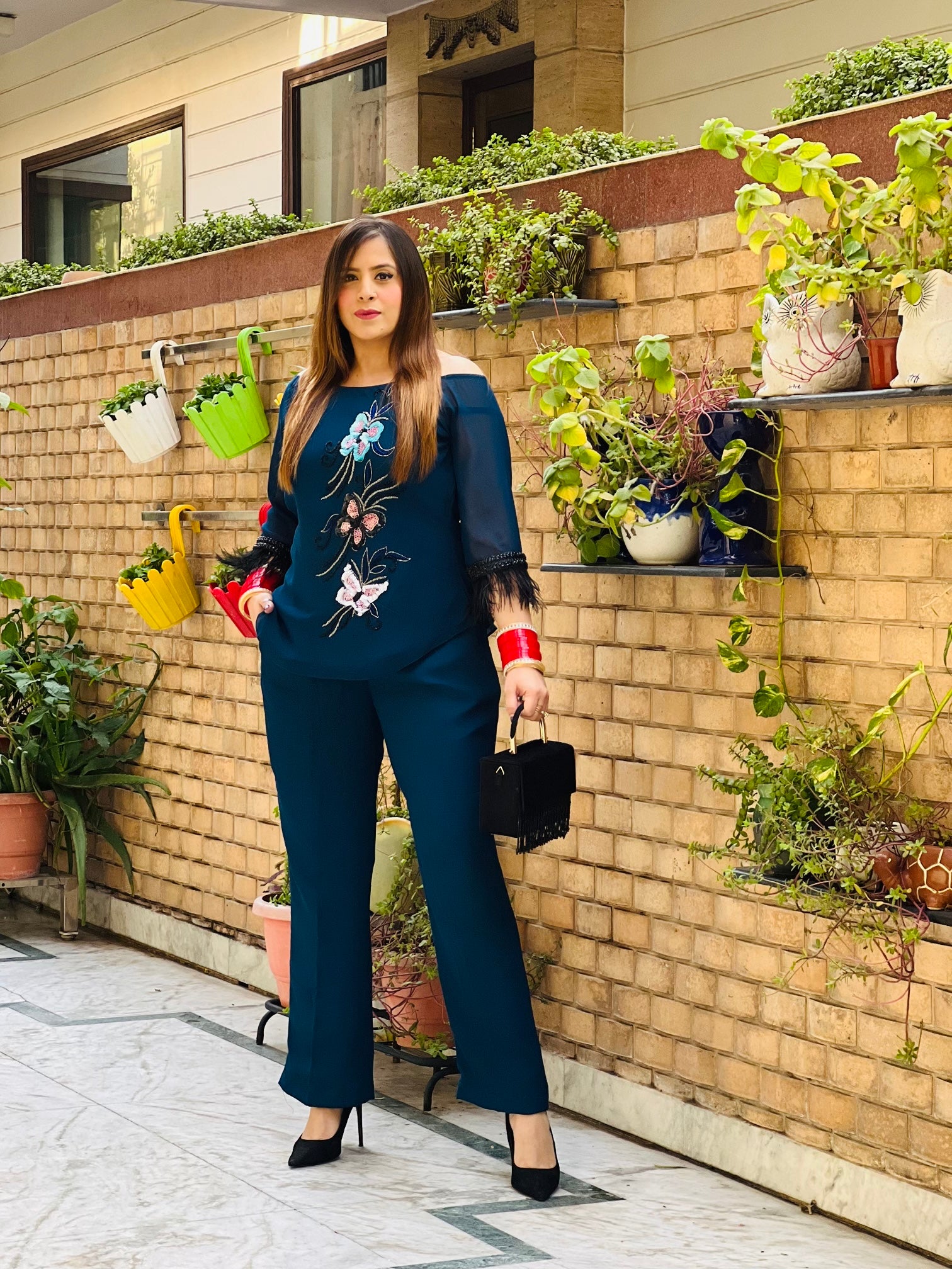 Peacock Georgette Co-Ord