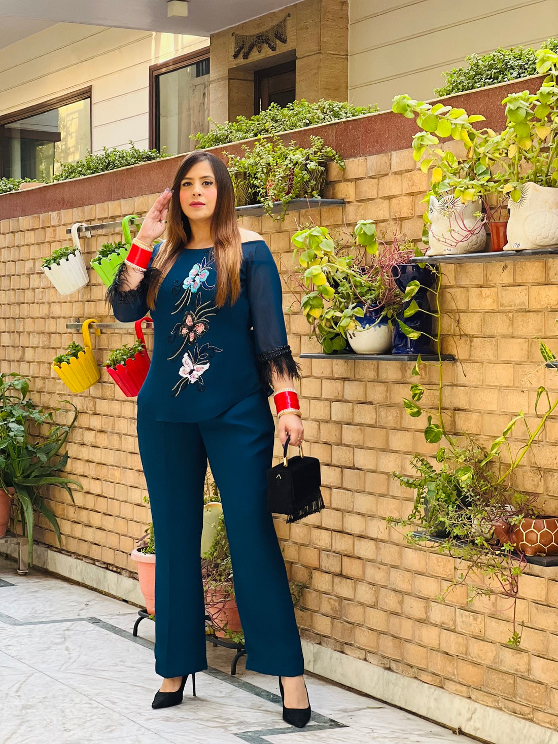 Peacock Georgette Co-Ord