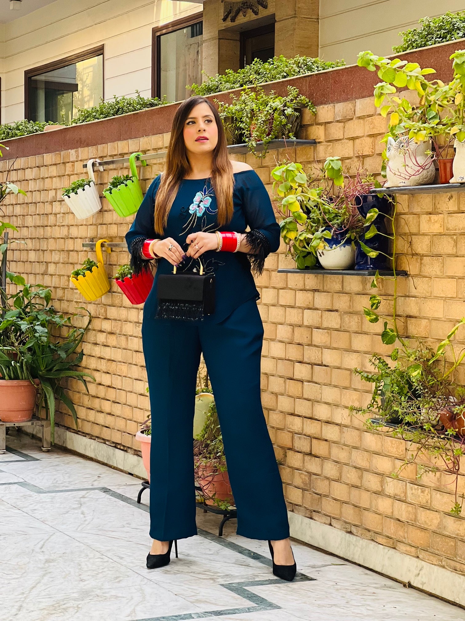 Peacock Georgette Co-Ord