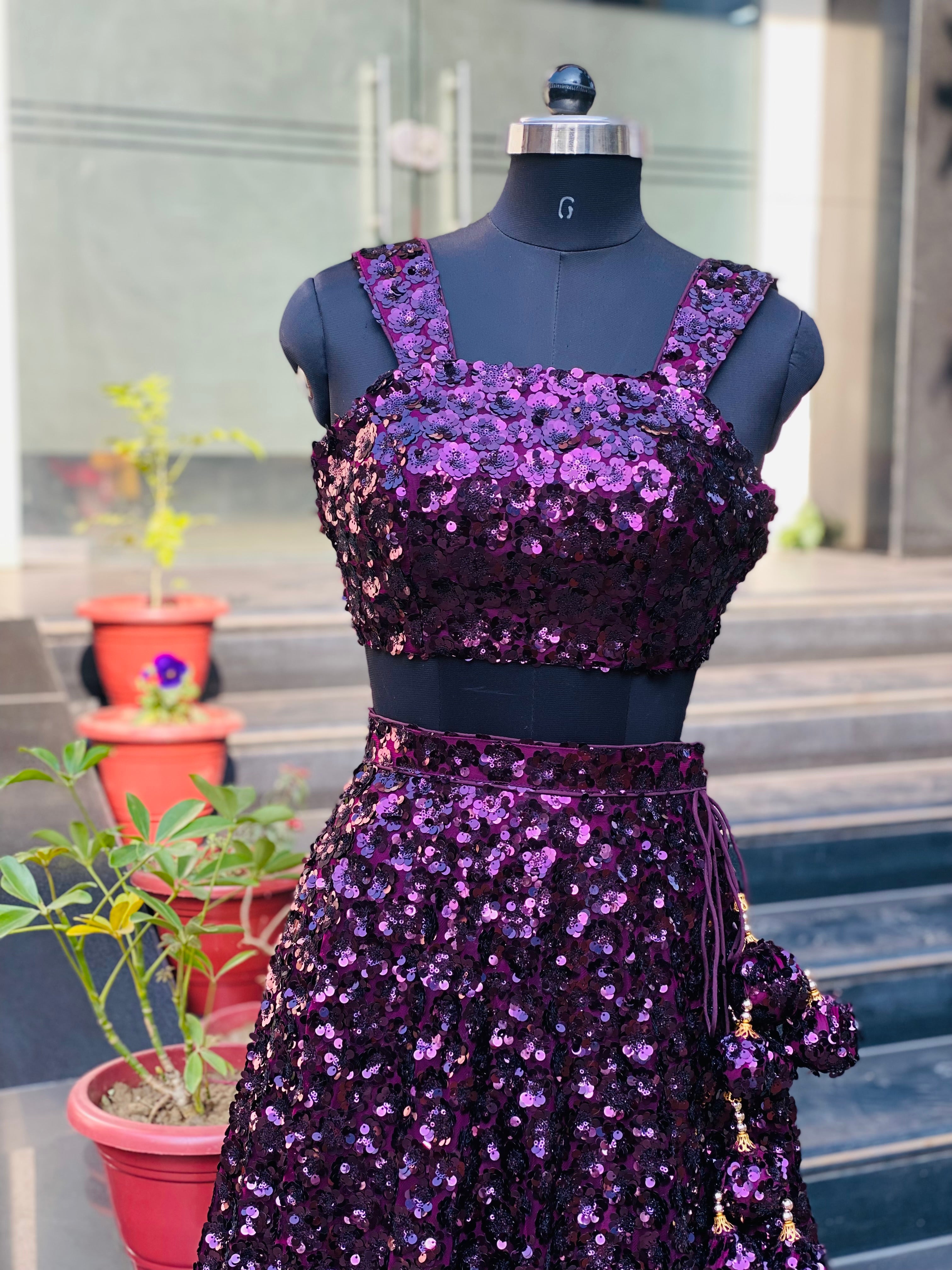 Purple Net & Sequin Lehenga