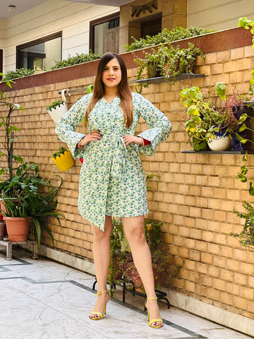 Mint Drape Shirt Dress