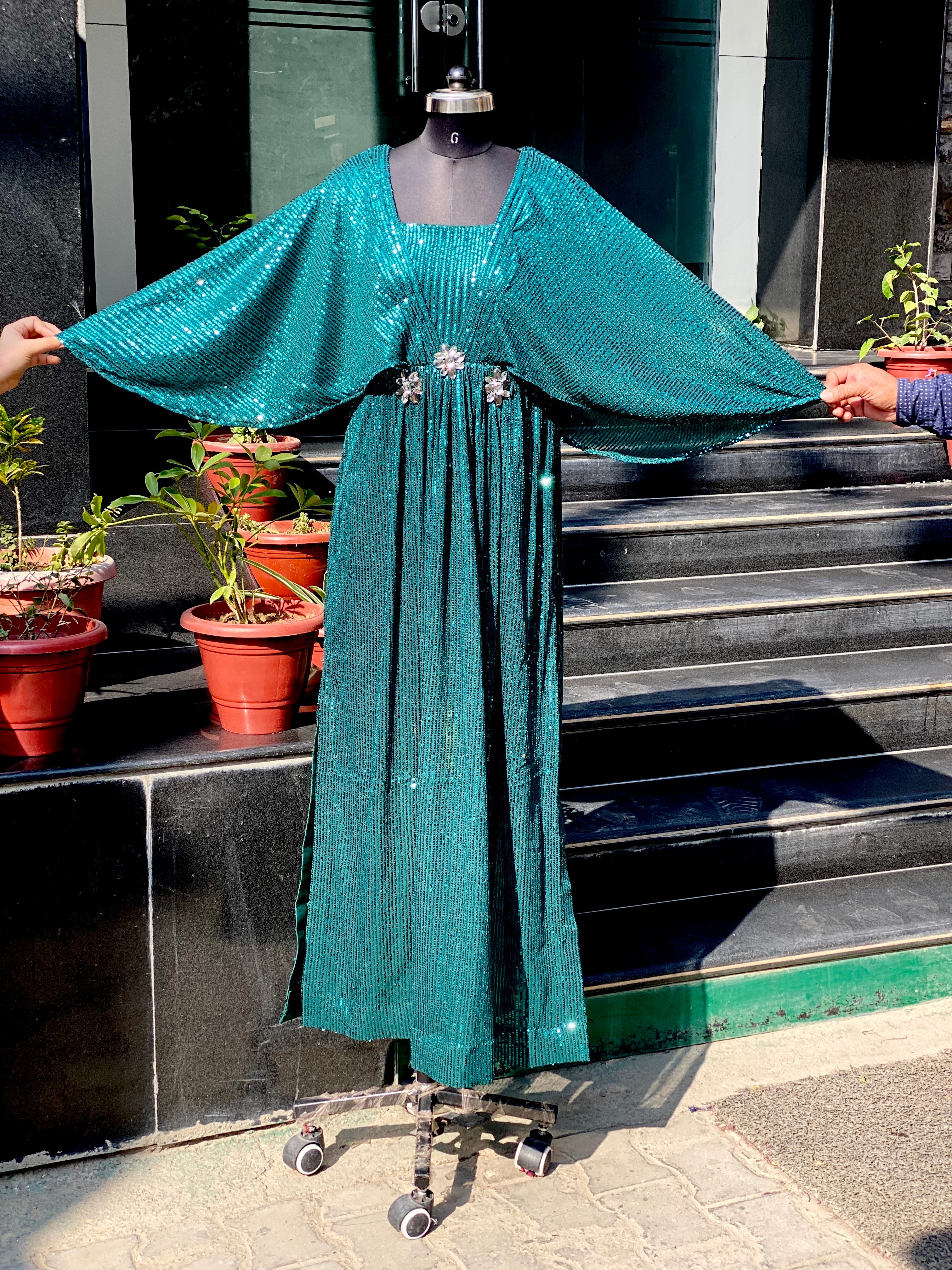 Bottle Green Sequin Kaftaan