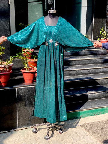 Bottle Green Sequin Kaftaan