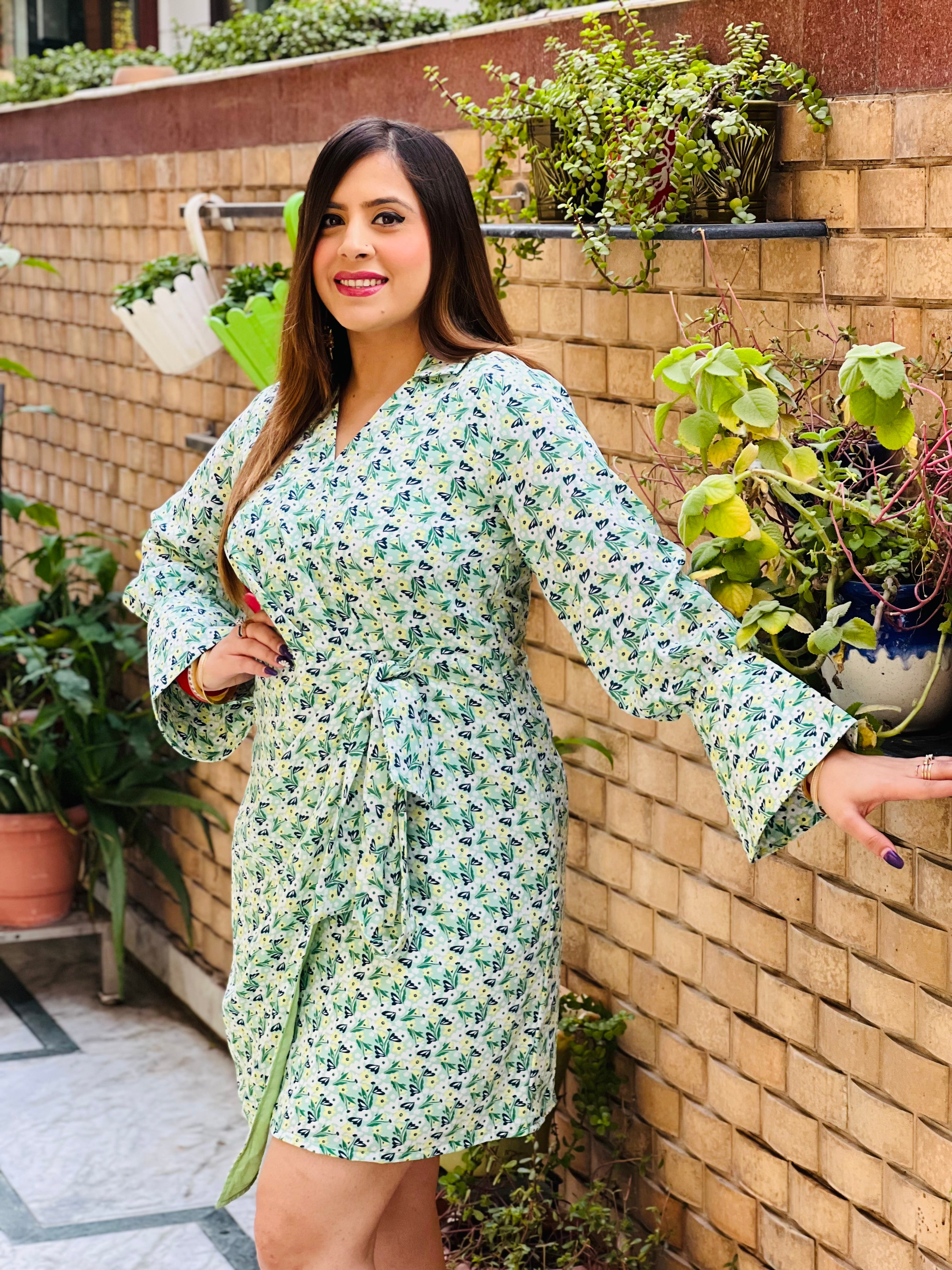 Mint Drape Shirt Dress