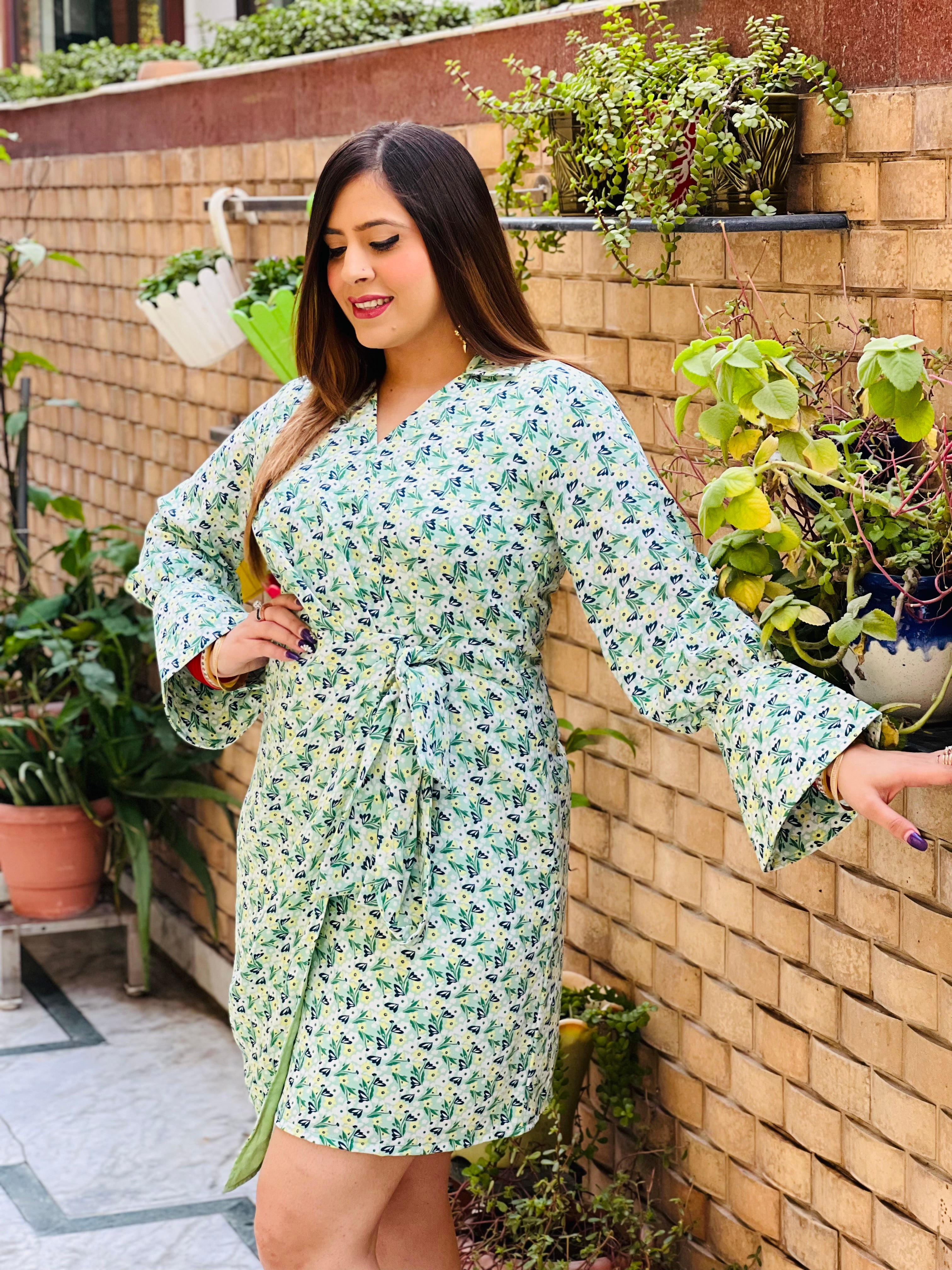 Mint Drape Shirt Dress