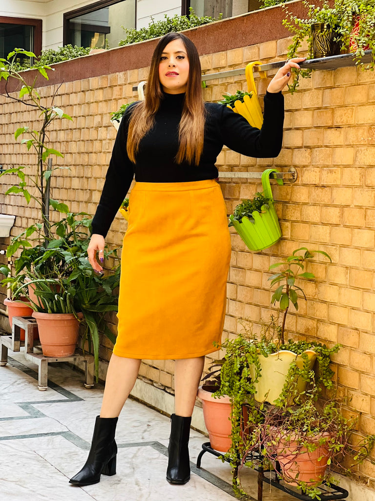 Mustard Suede Skirt