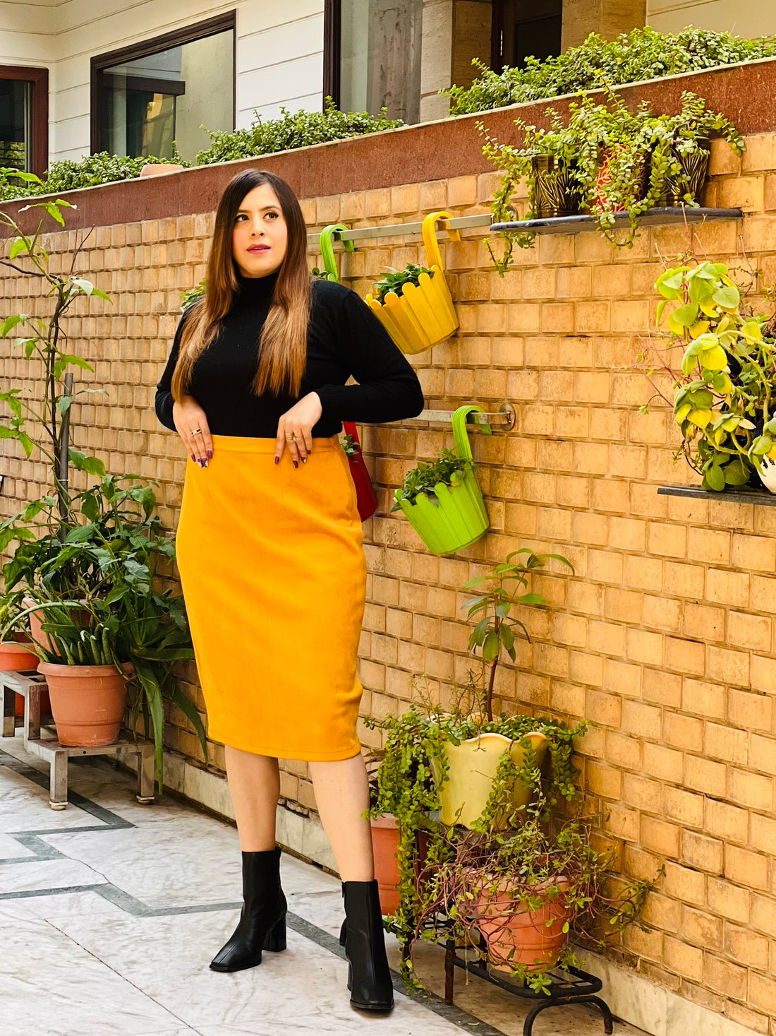 Mustard Suede Skirt