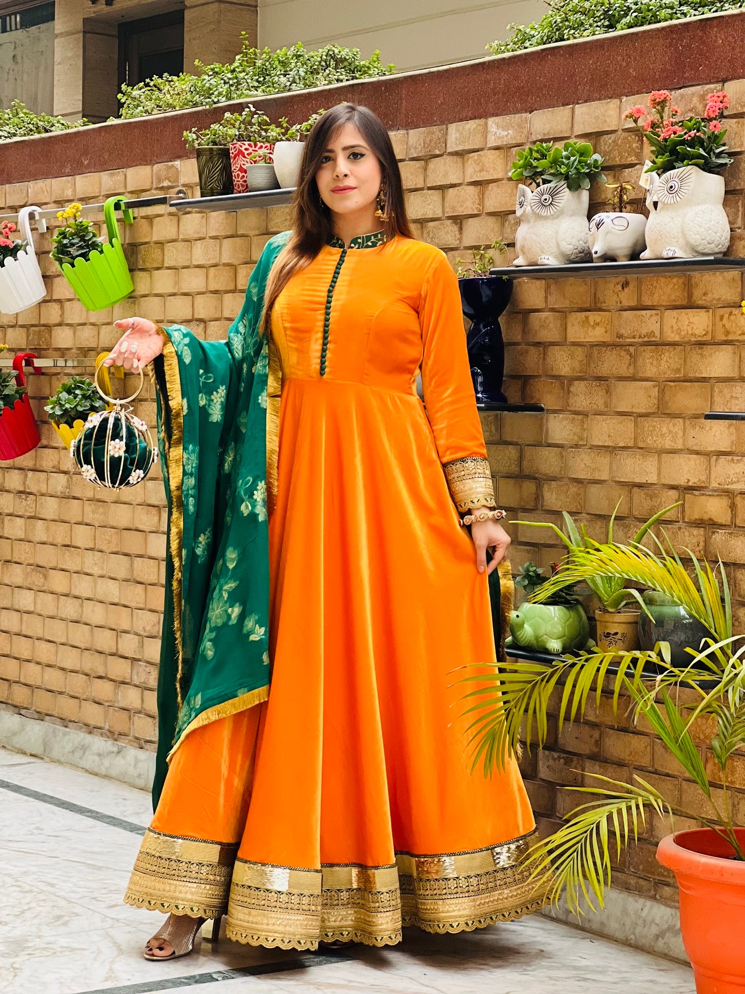 Yellow Velvet Anarkali