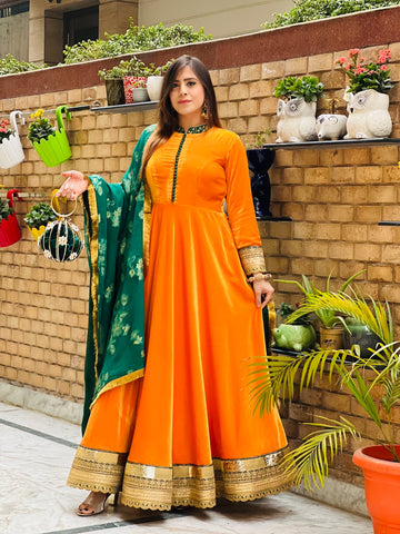 Yellow Velvet Anarkali