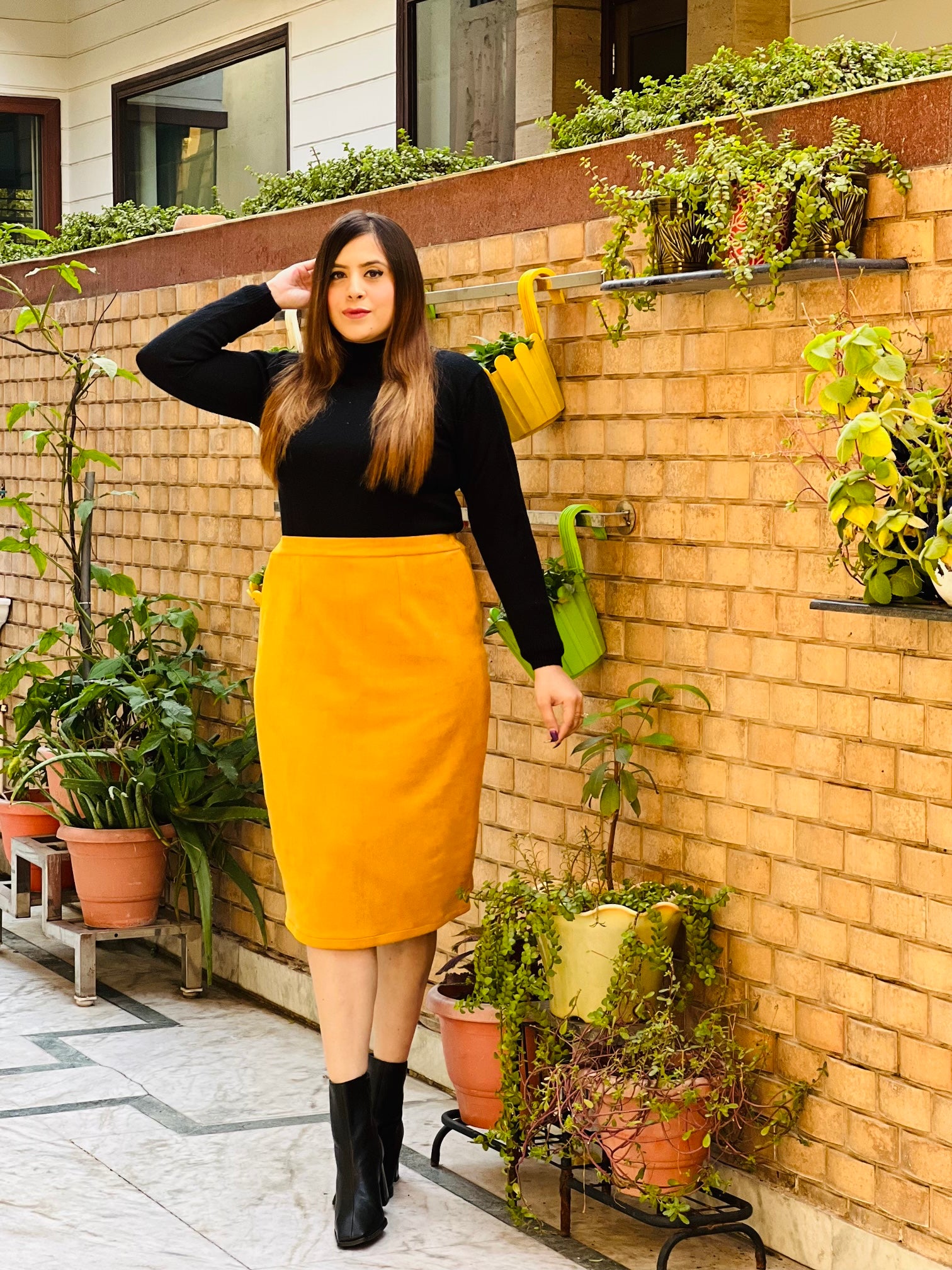 Mustard Suede Skirt