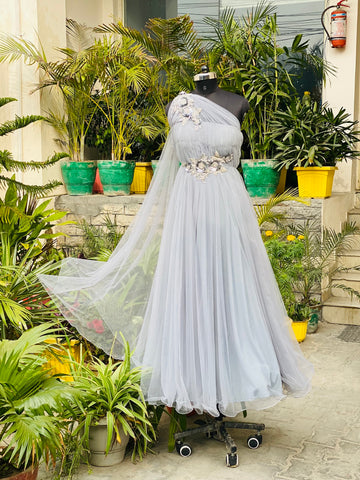 Grey Net Gown