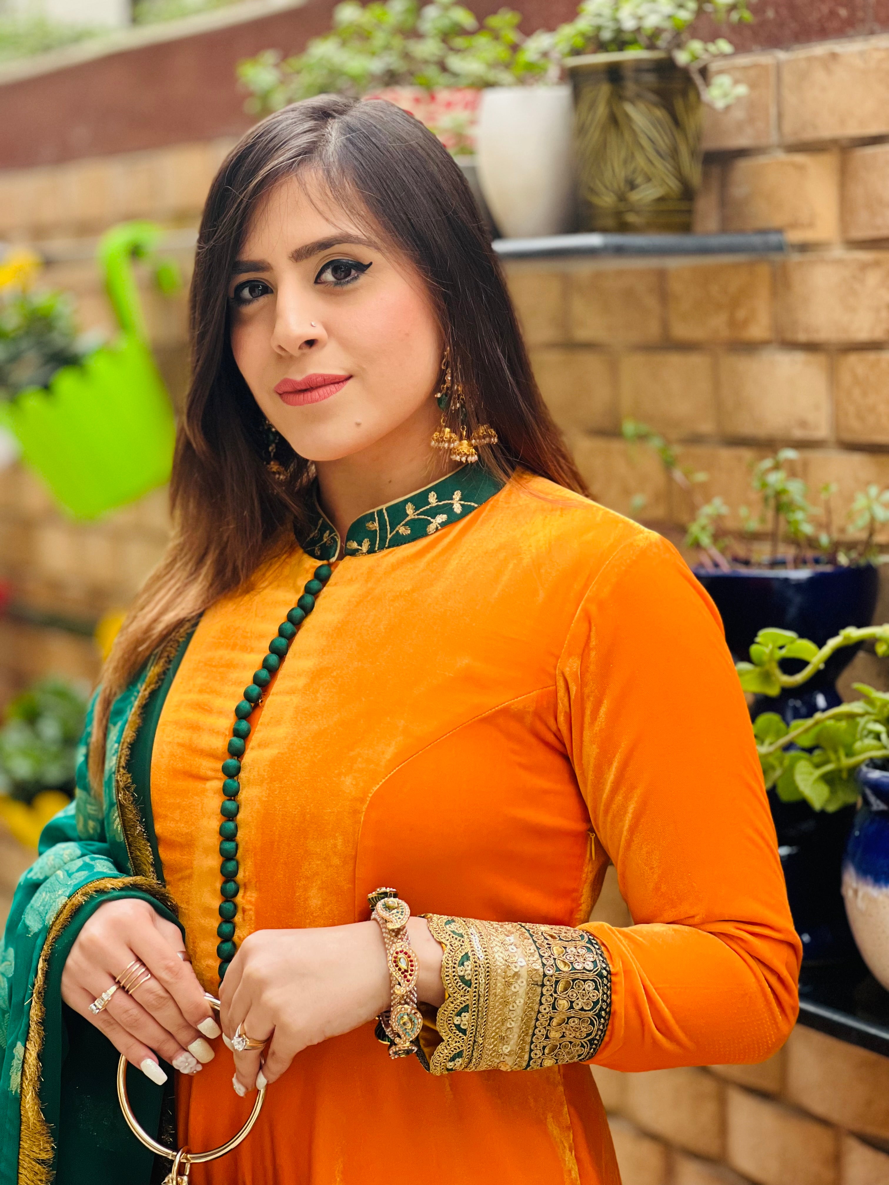 Yellow Velvet Anarkali