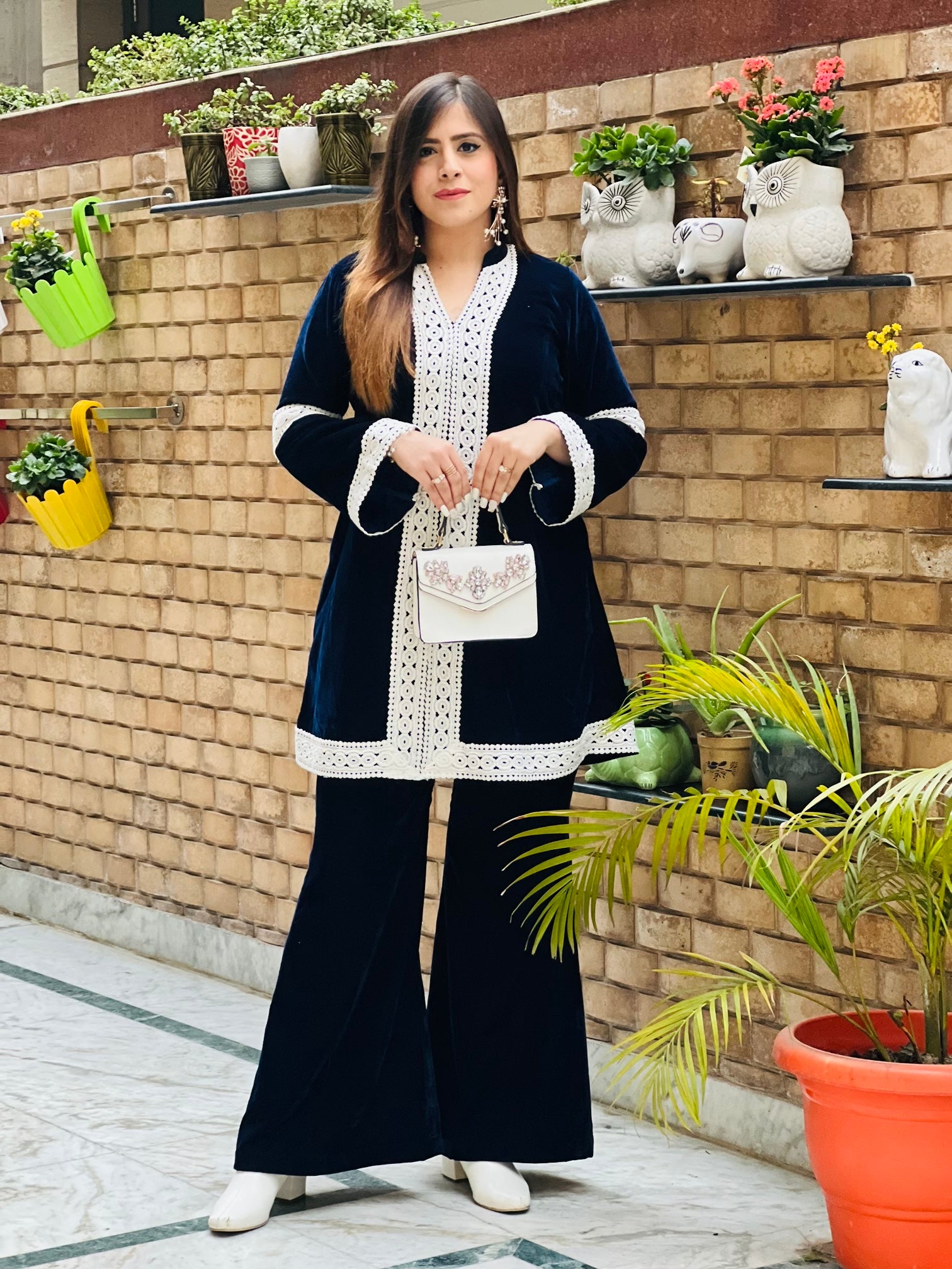 Navy Blue Velvet Co-Ord