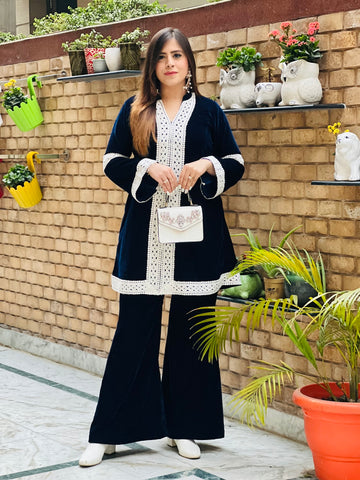 Navy Blue Velvet Co-Ord