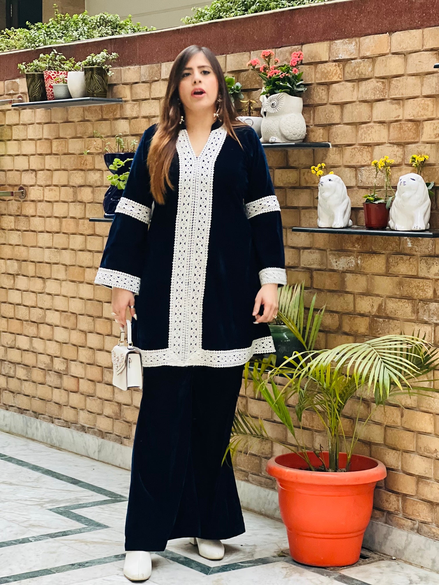 Navy Blue Velvet Co-Ord