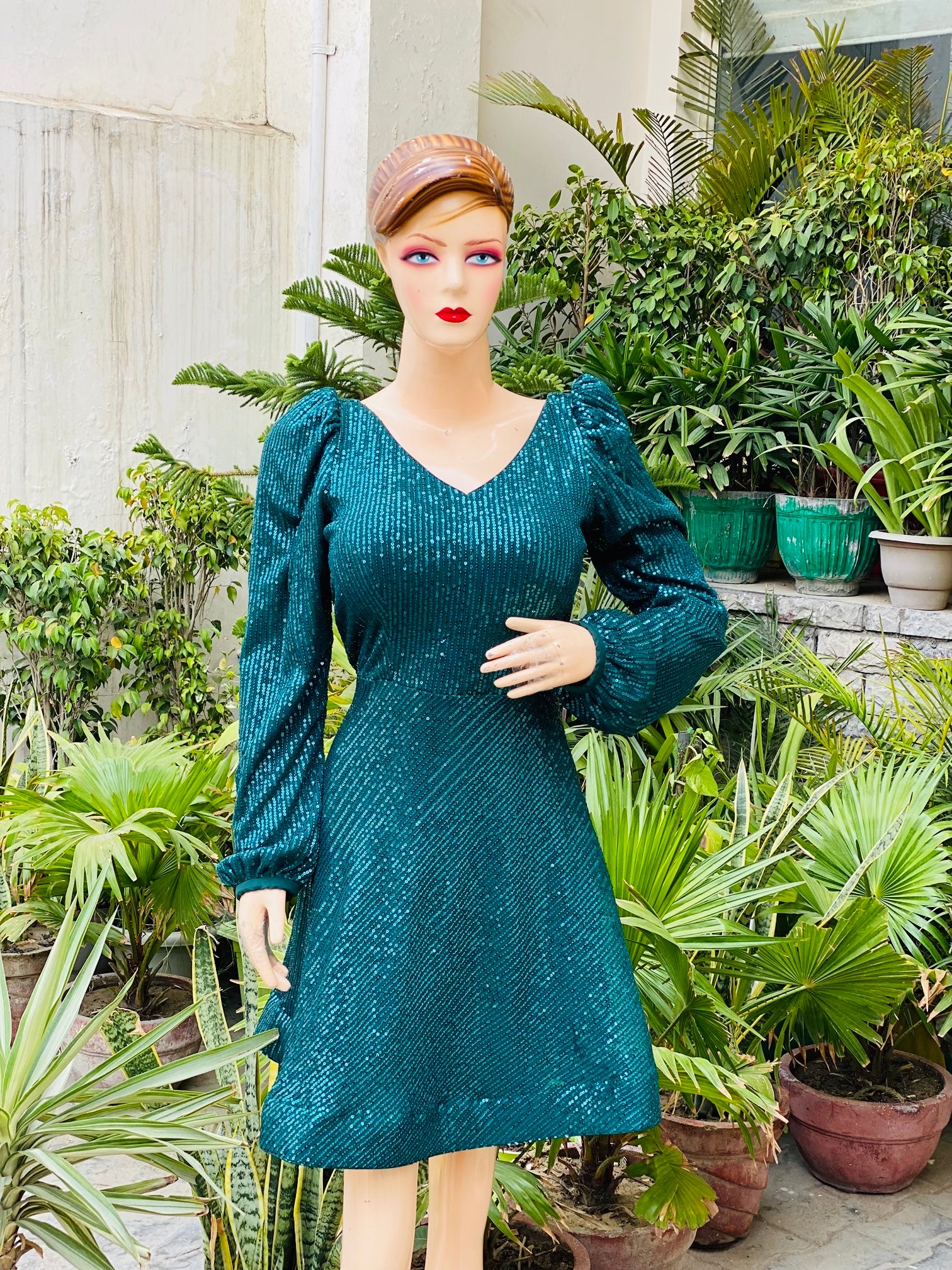 Bottle Green Sequin Dress Lakhina Couture Bottle Green Sequin Dress Lakhina Couture