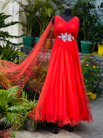 Red Net Gown