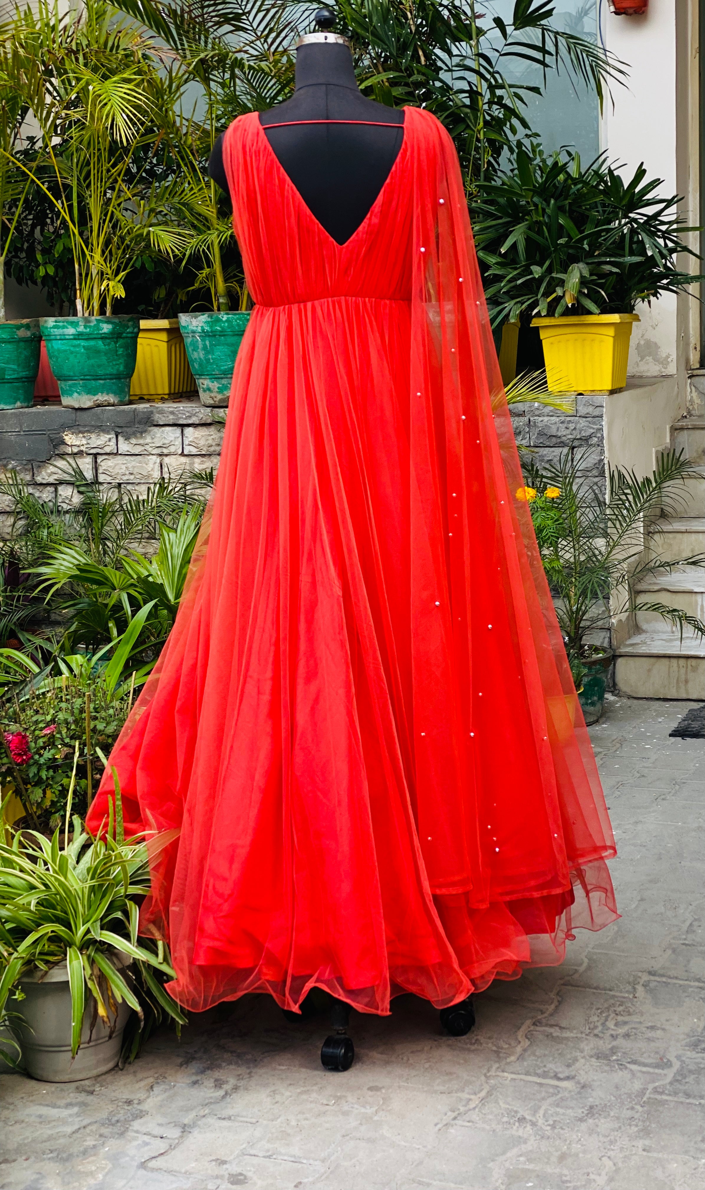 Red Net Gown