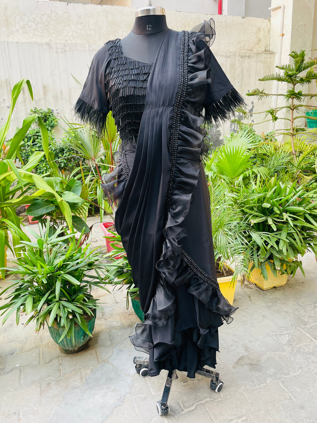 Black Drape Saree
