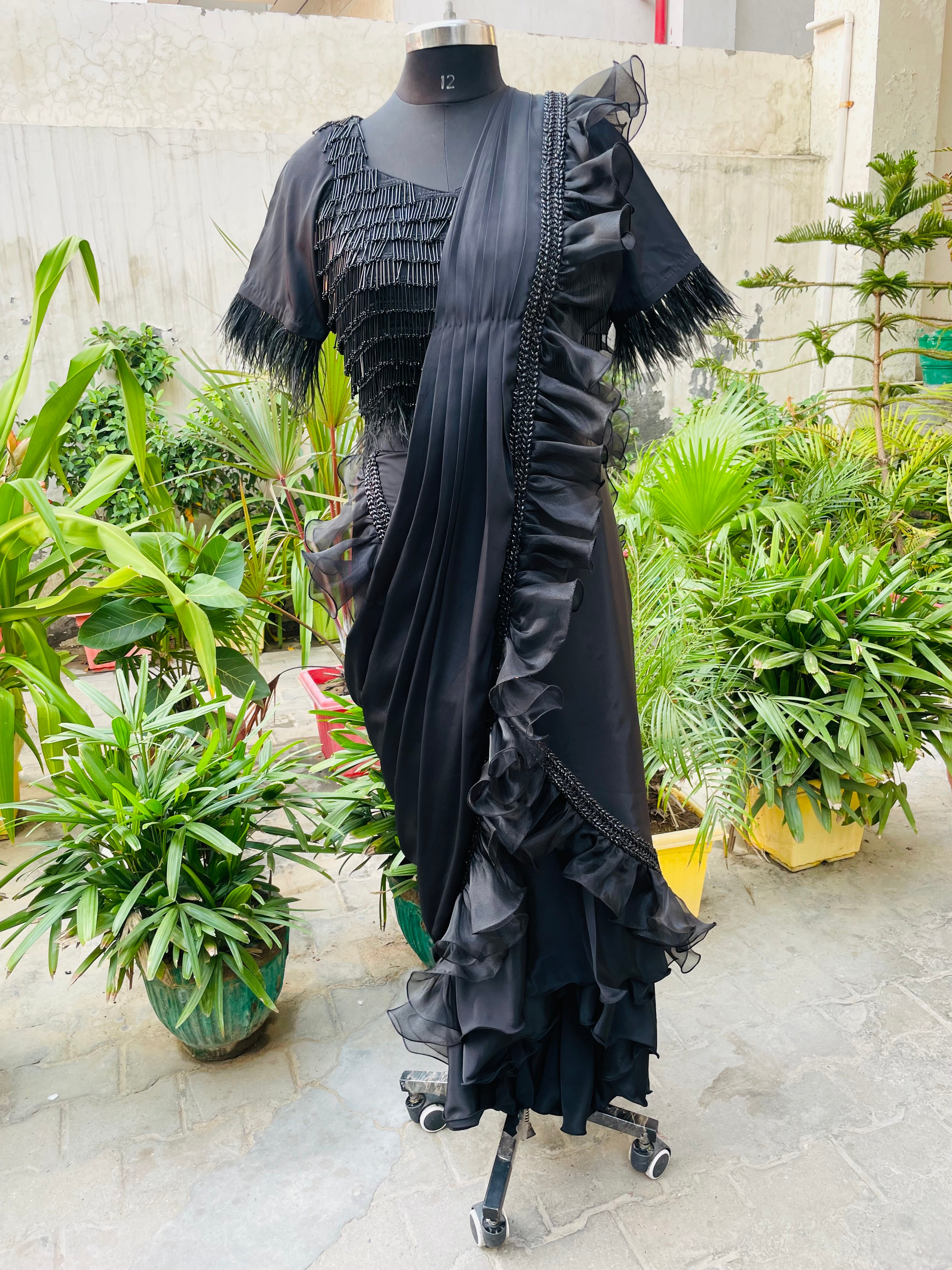 Black Drape Saree