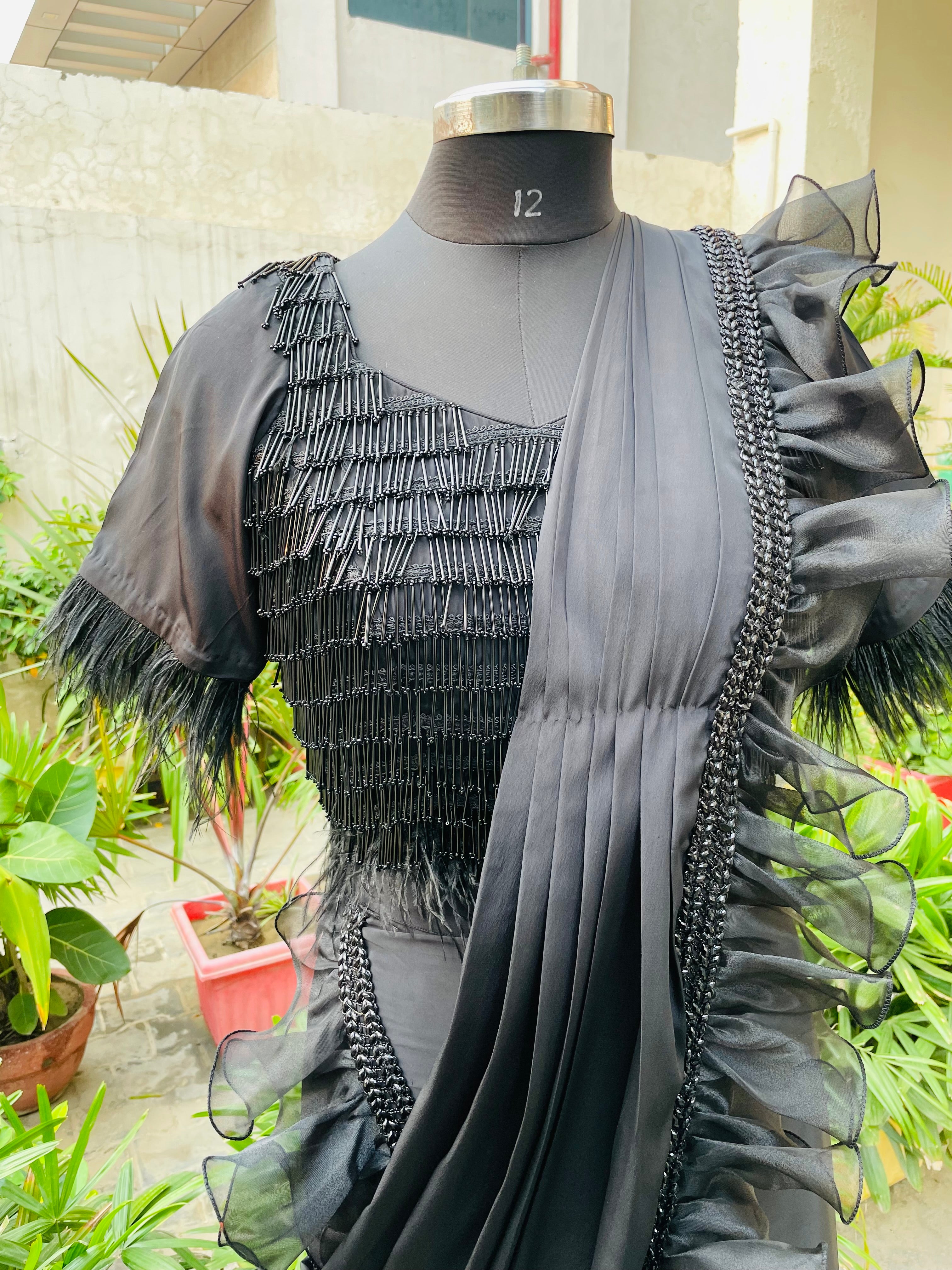Black Drape Saree