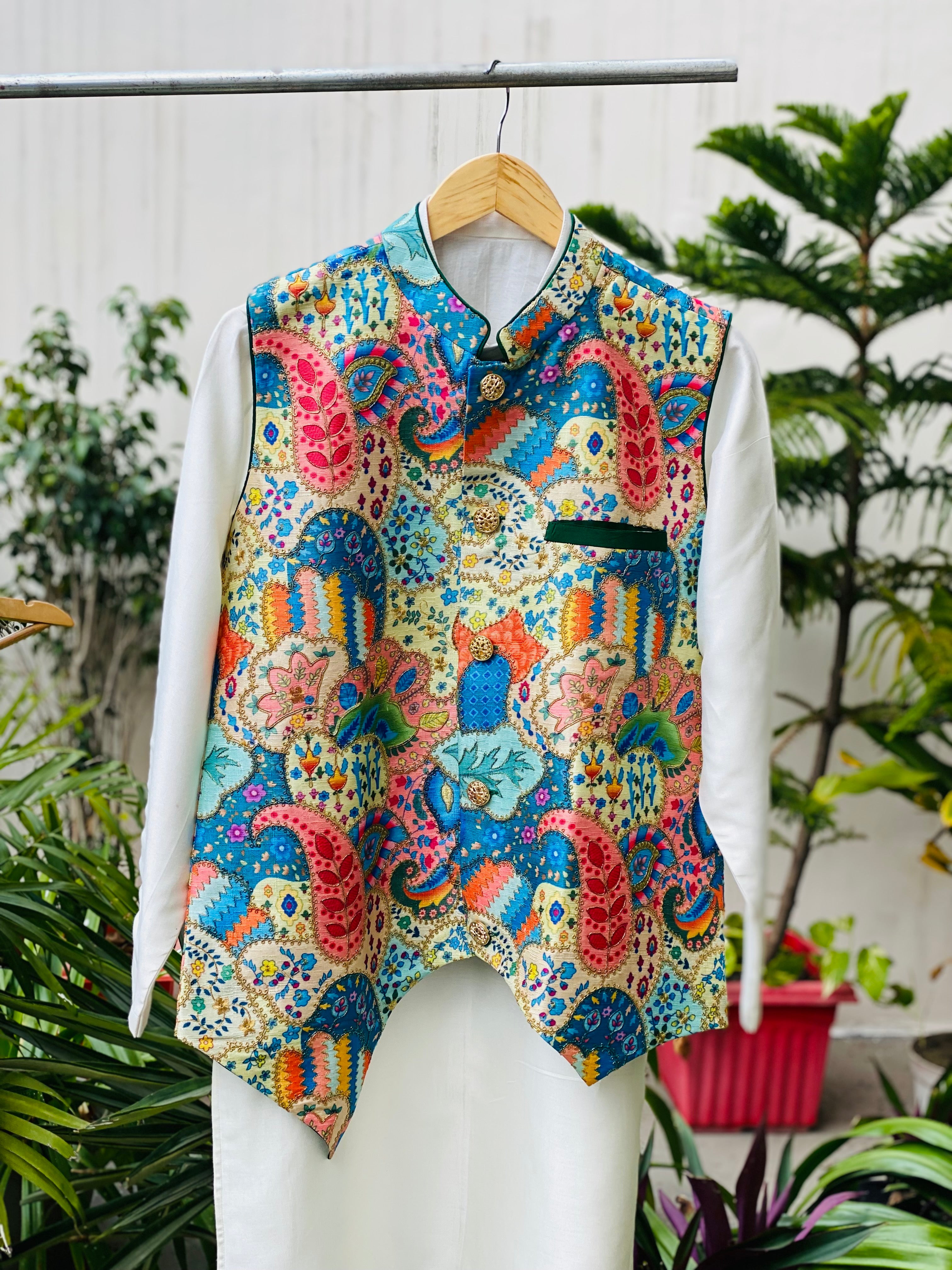 Menswear Designer White Silk Kurta Set