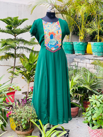 Bottle Green Georgette Gown