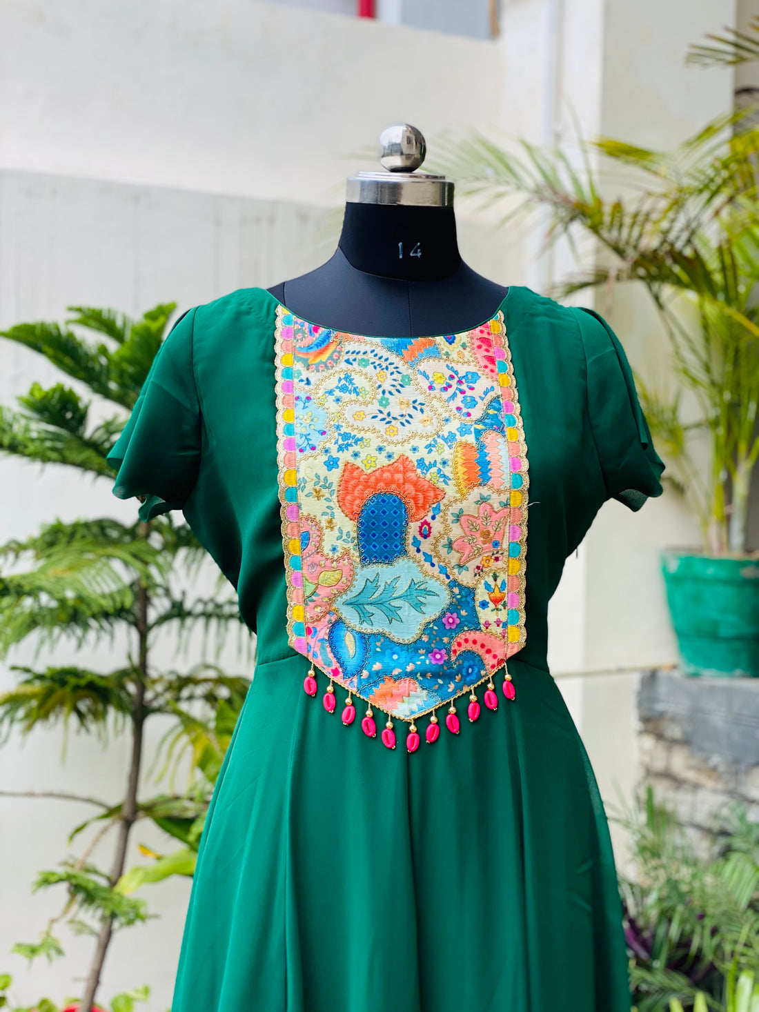 Bottle Green Georgette Gown