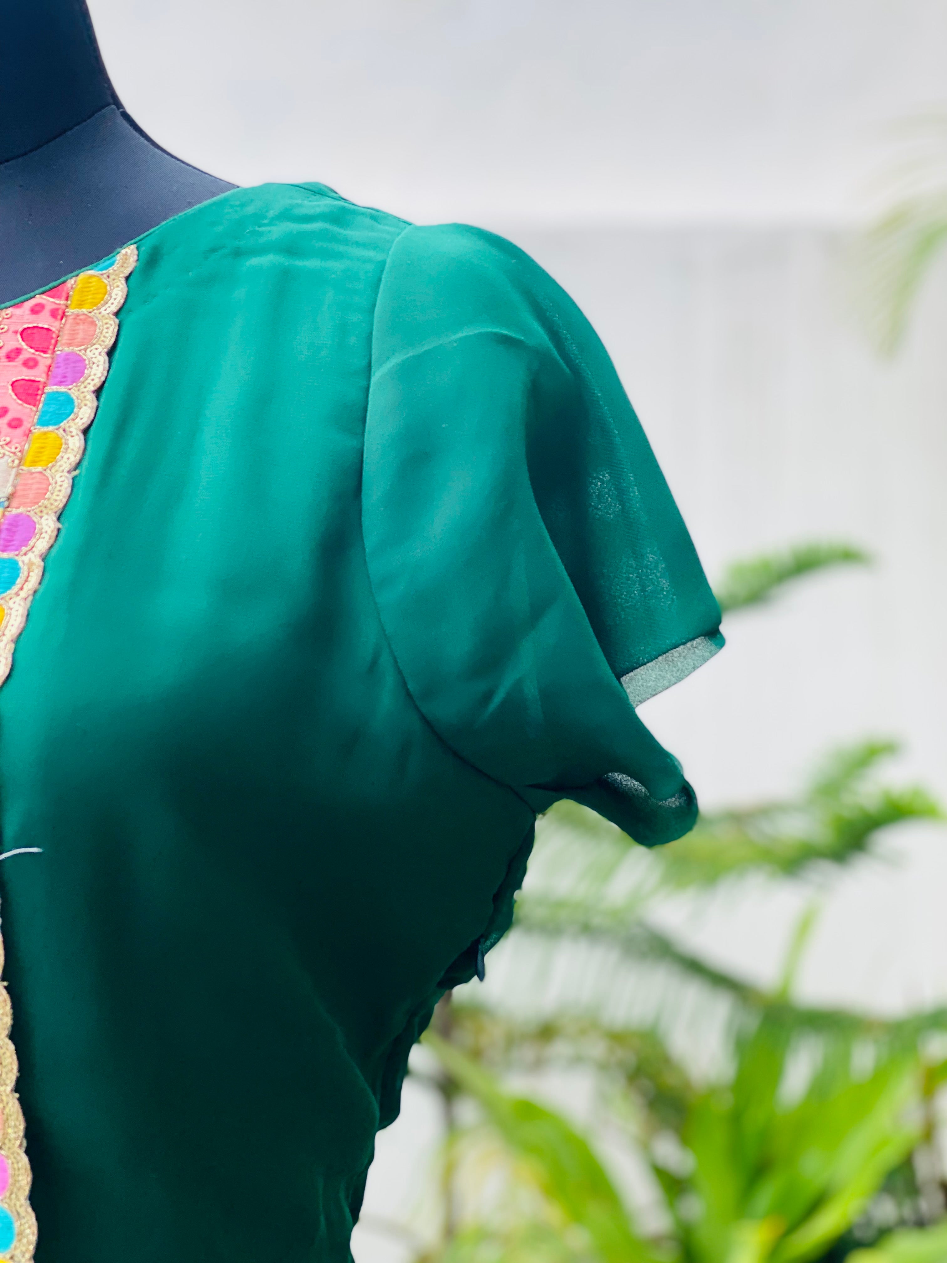 Bottle Green Georgette Gown