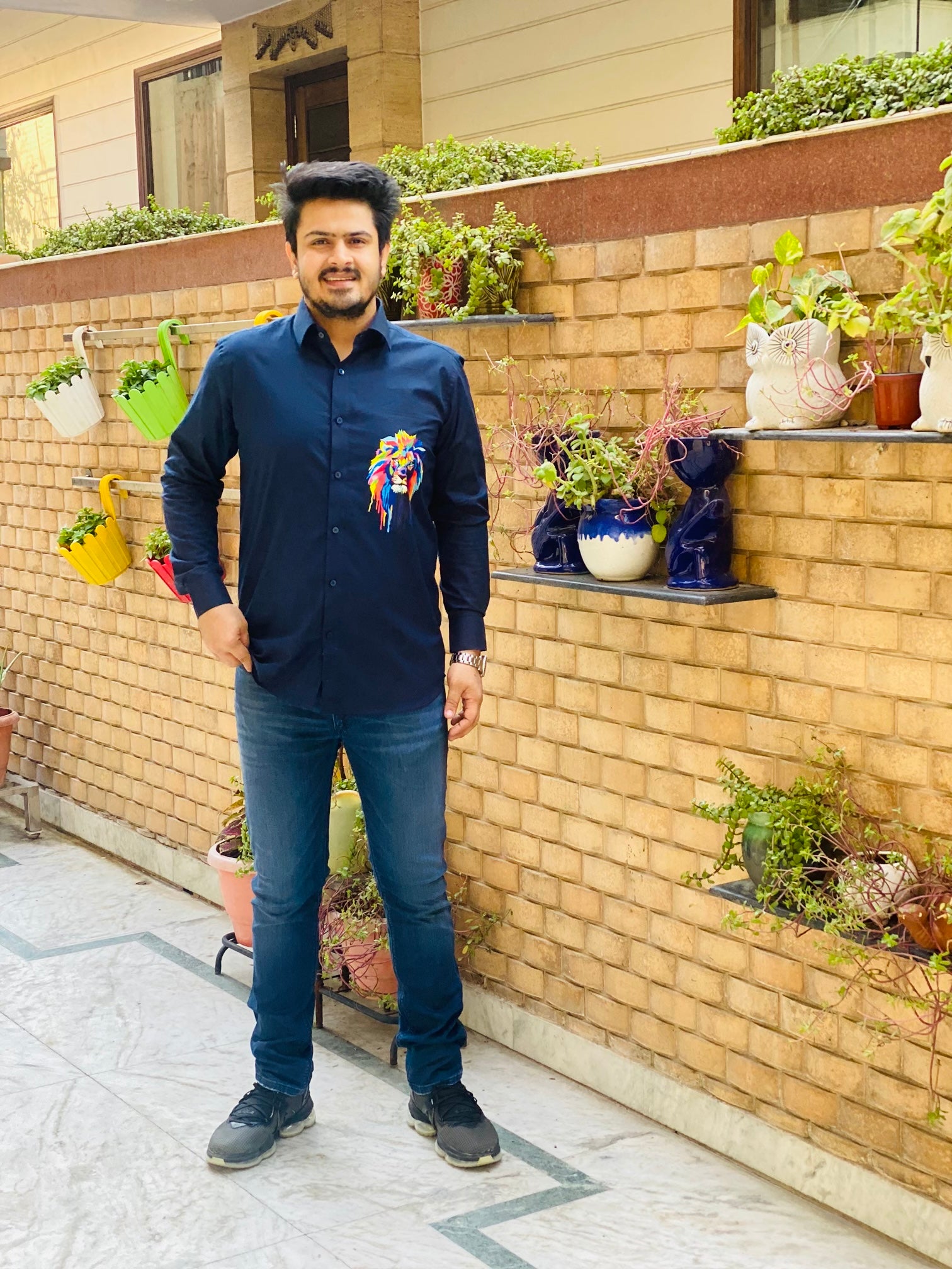 Menswear Navy Blue Lion Shirt
