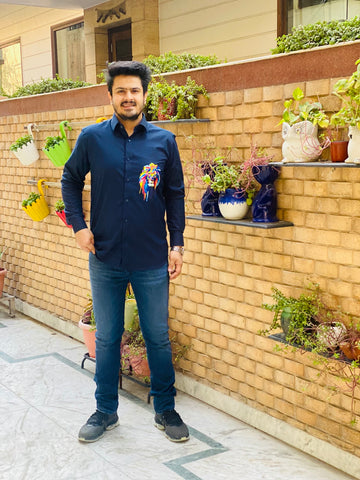 Menswear Navy Blue Lion Shirt