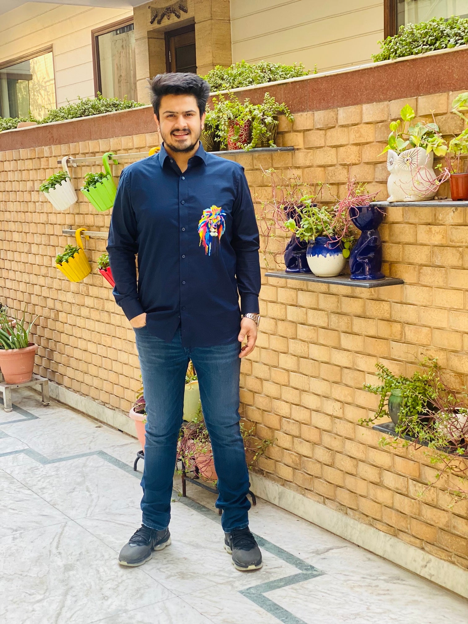 Menswear Navy Blue Lion Shirt