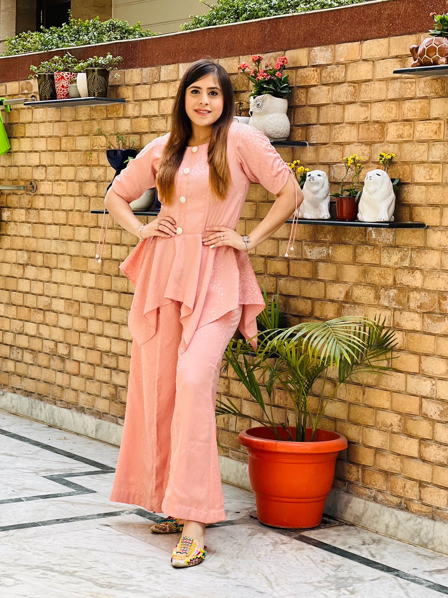 Peach Cheetah Print Night Suit