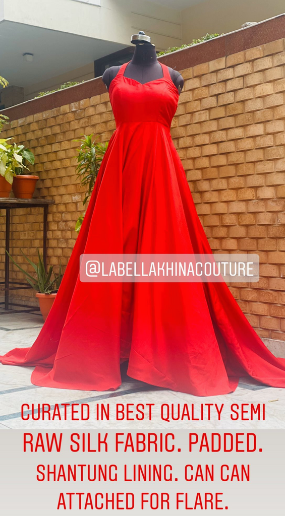 Red Raw Silk Gown