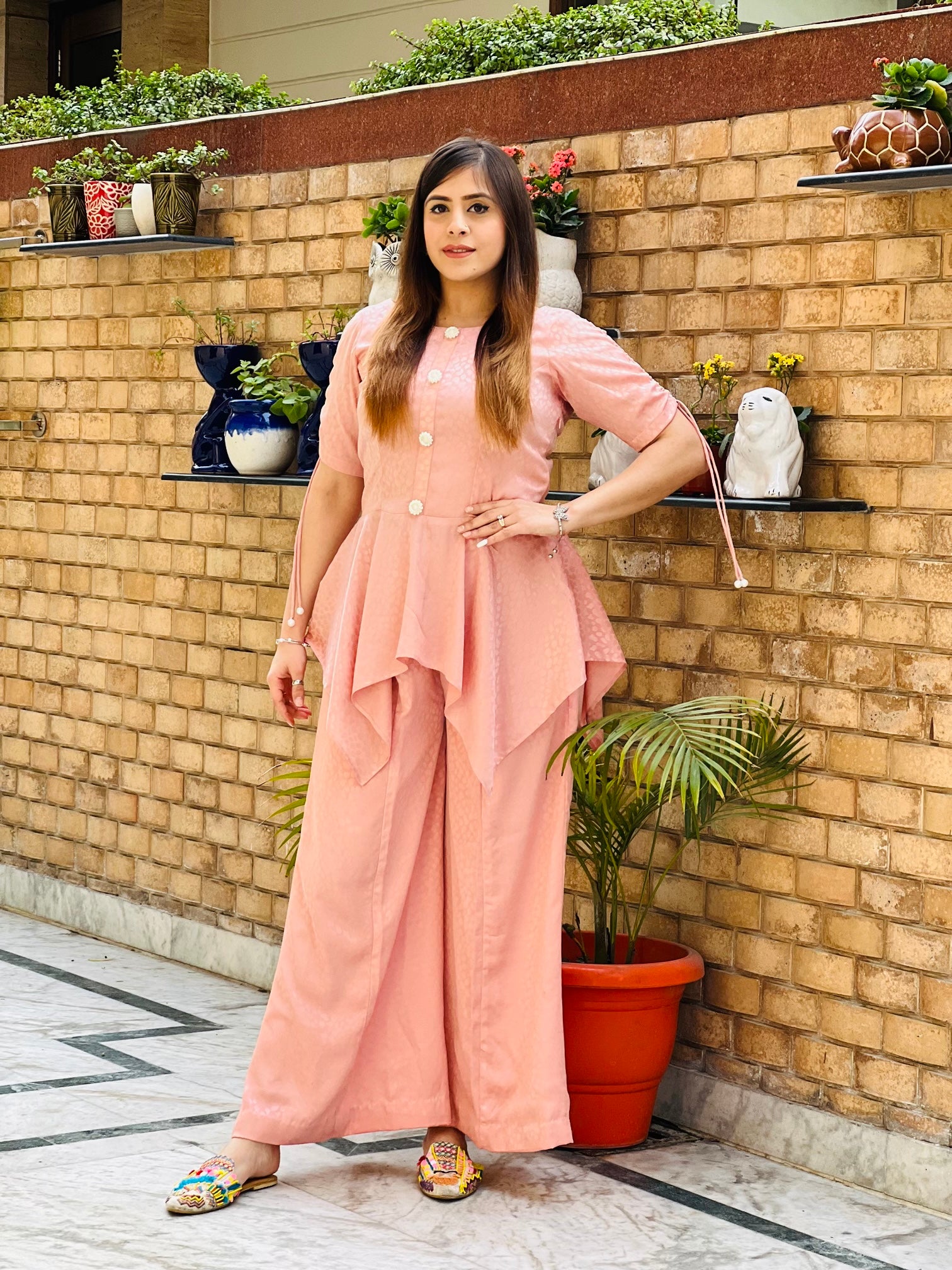 Peach Cheetah Print Night Suit