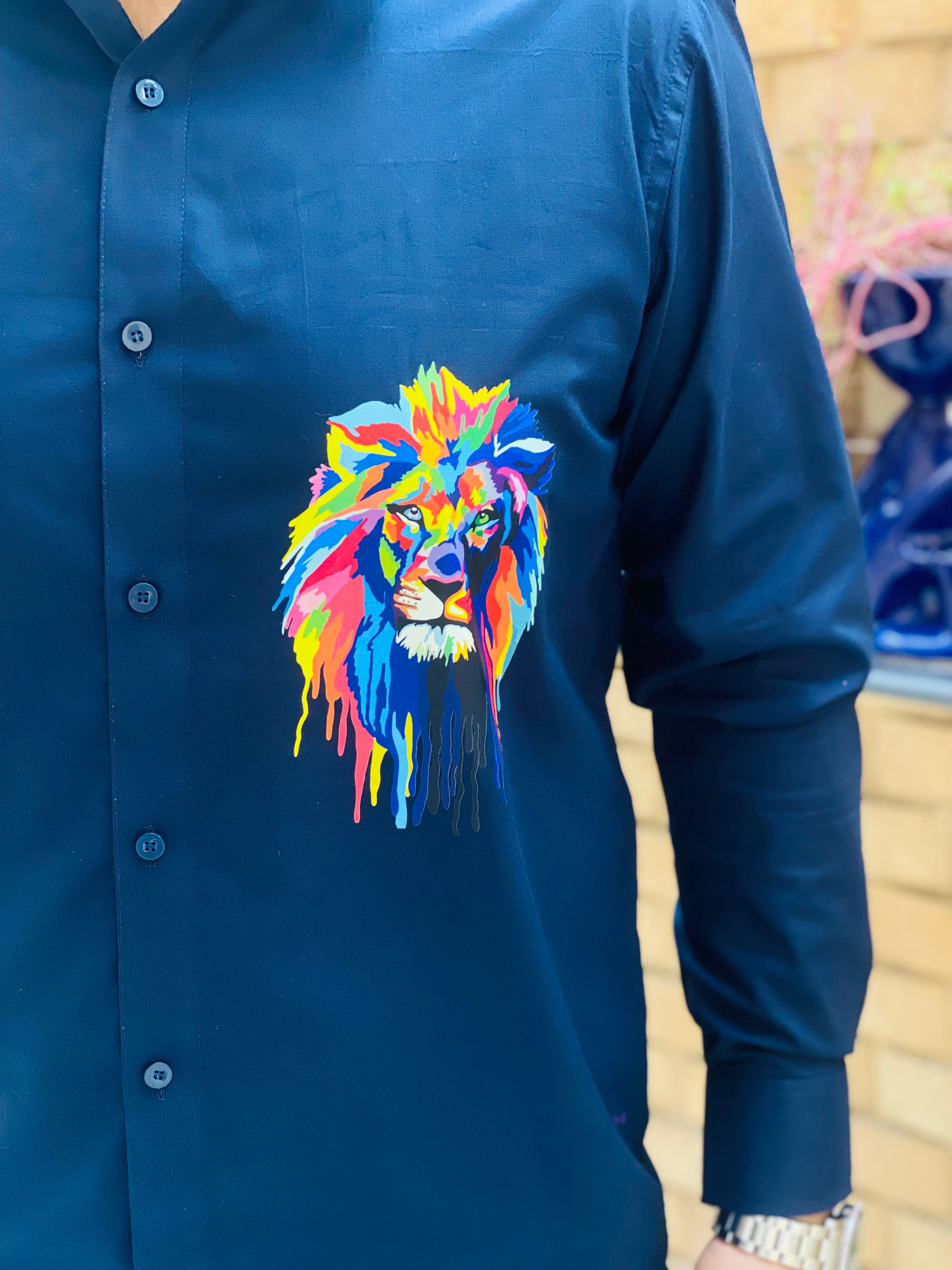 Menswear Navy Blue Lion Shirt