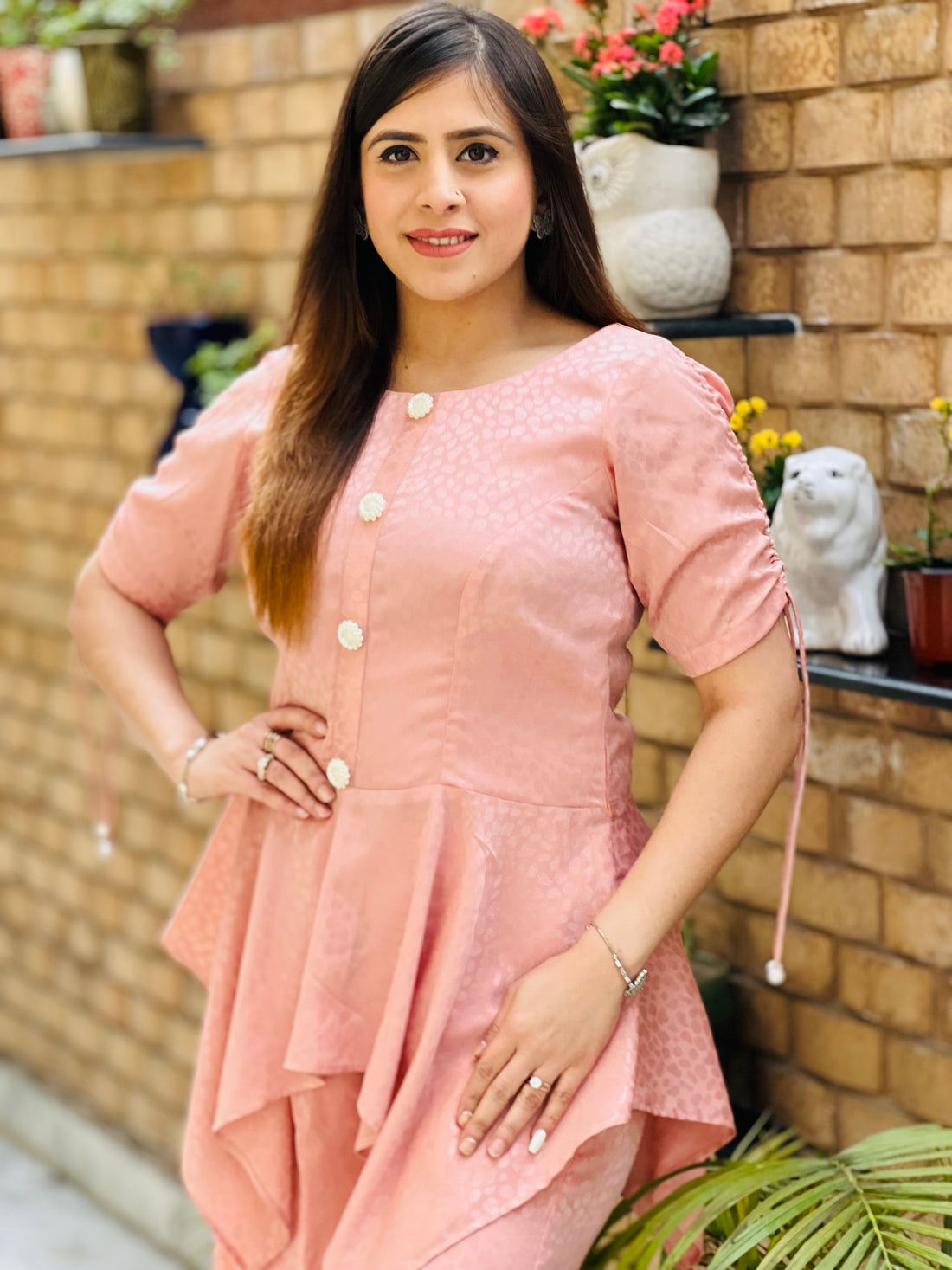 Peach Cheetah Print Night Suit